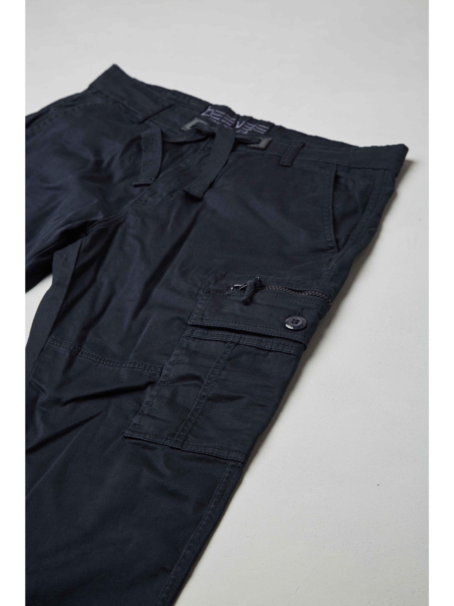 Zip Pocket Stretchable Navy Cargo