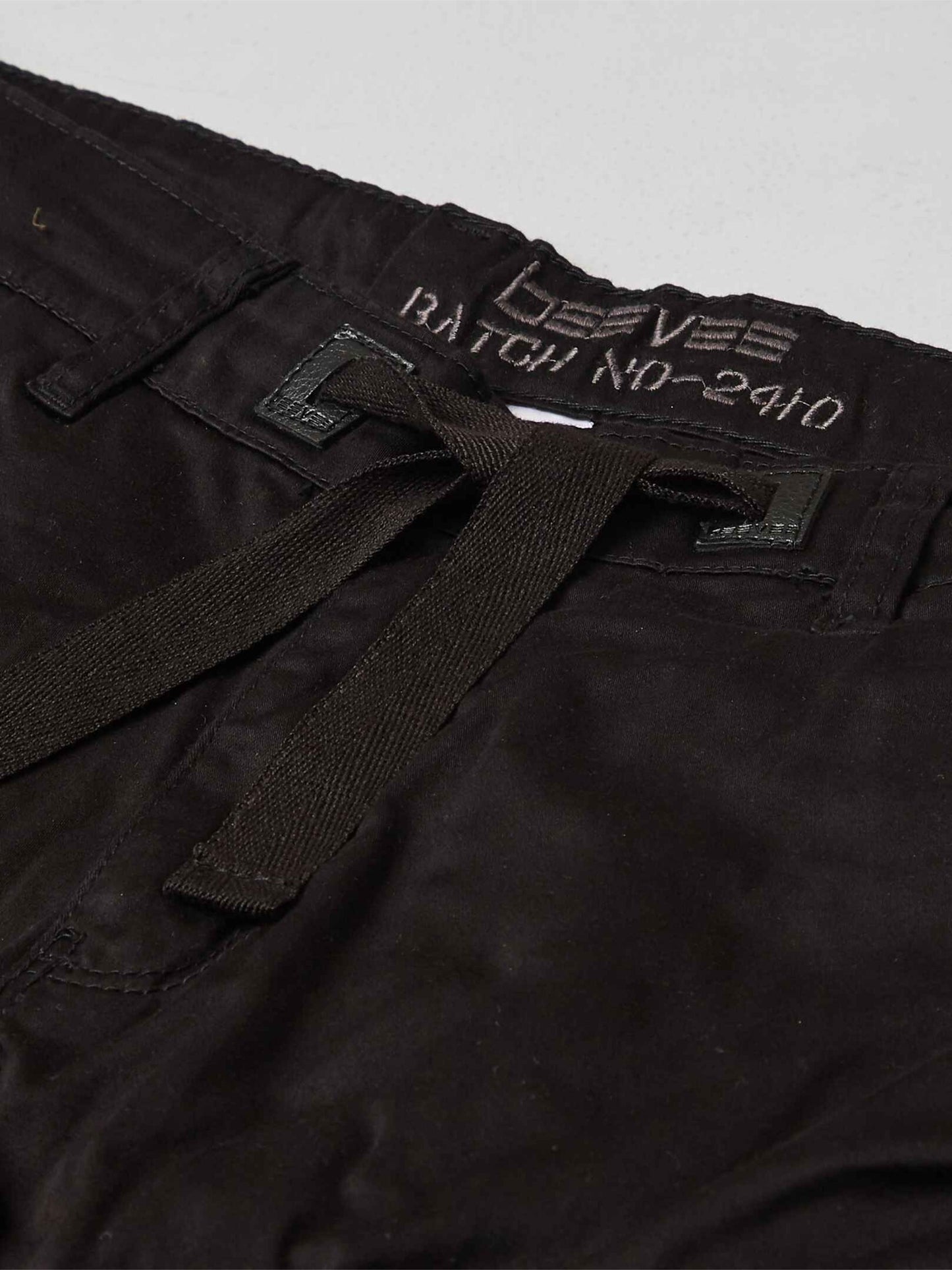 Multi Pocket Stretchable Black Cargo