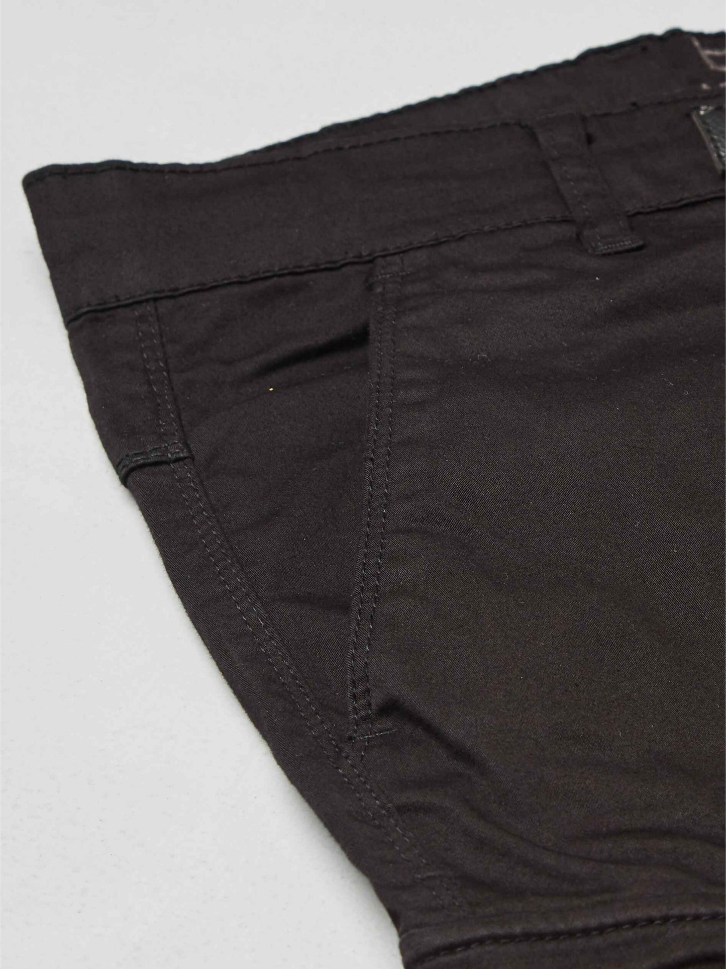 Multi Pocket Stretchable Black Cargo