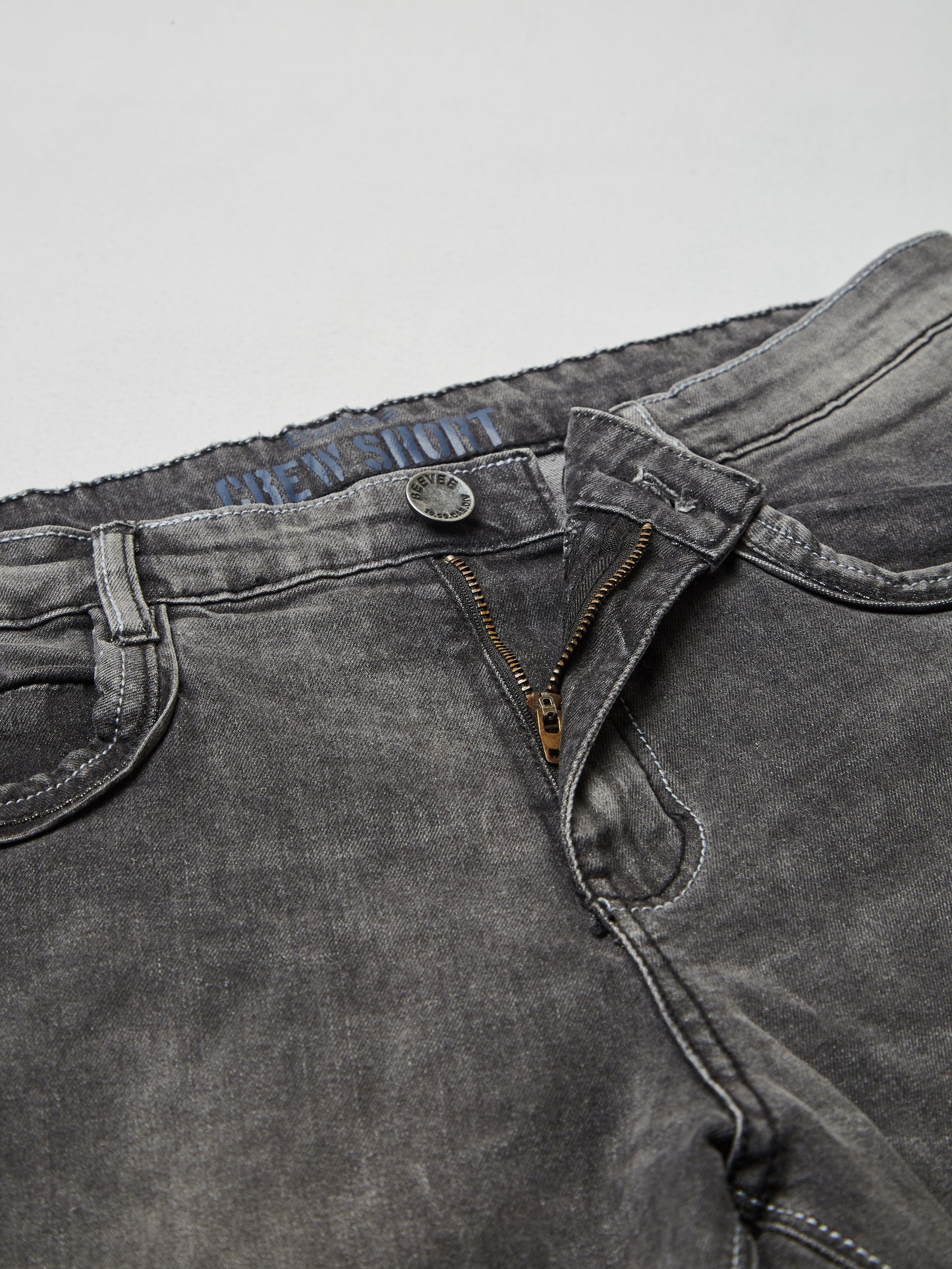 Washed Stretchable Black Denim Shorts