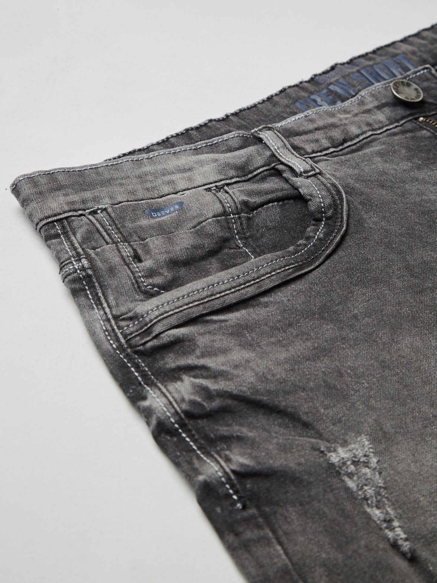 Washed Stretchable Black Denim Shorts
