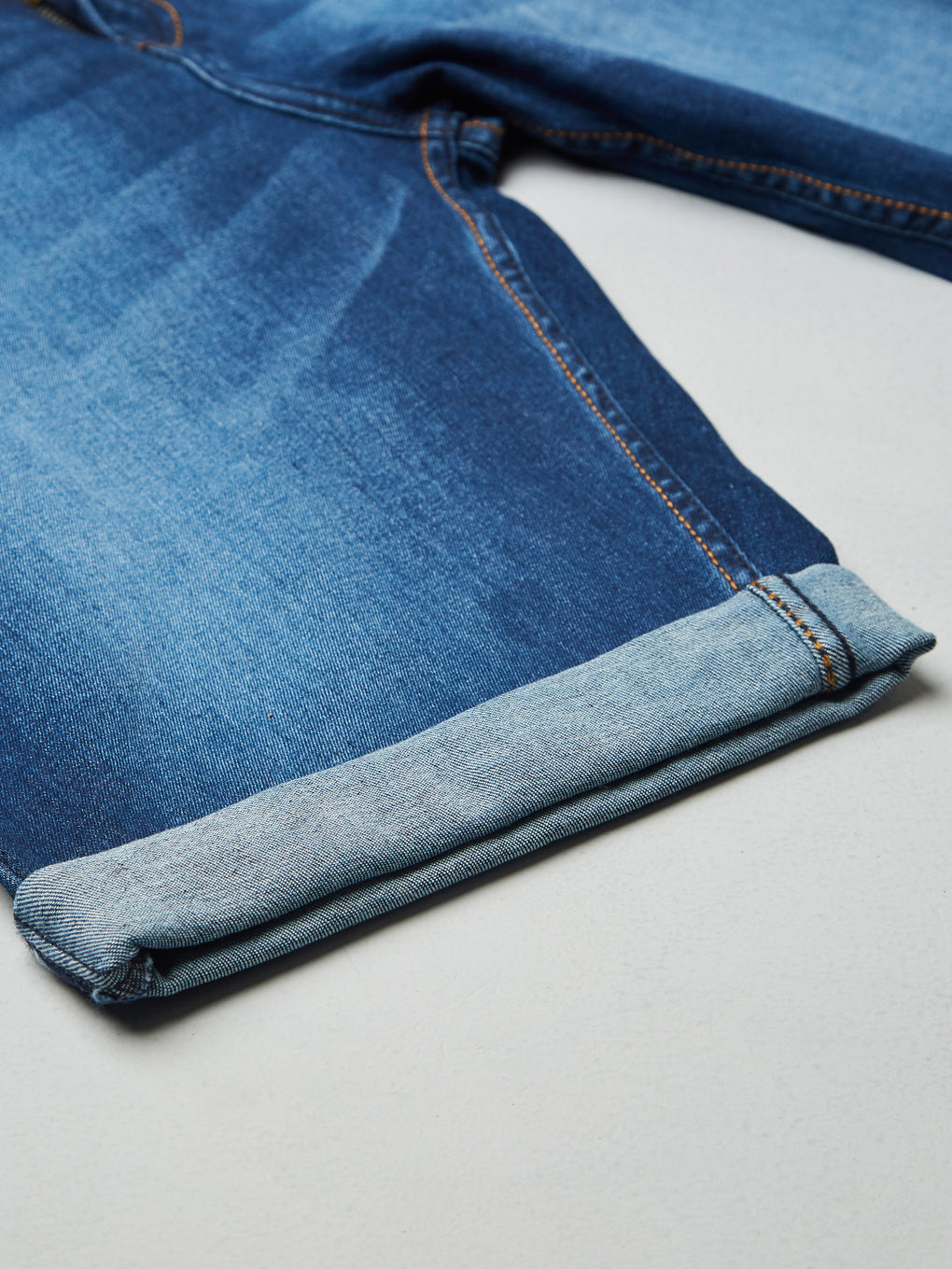 Washed Stretchable Blue Denim Shorts