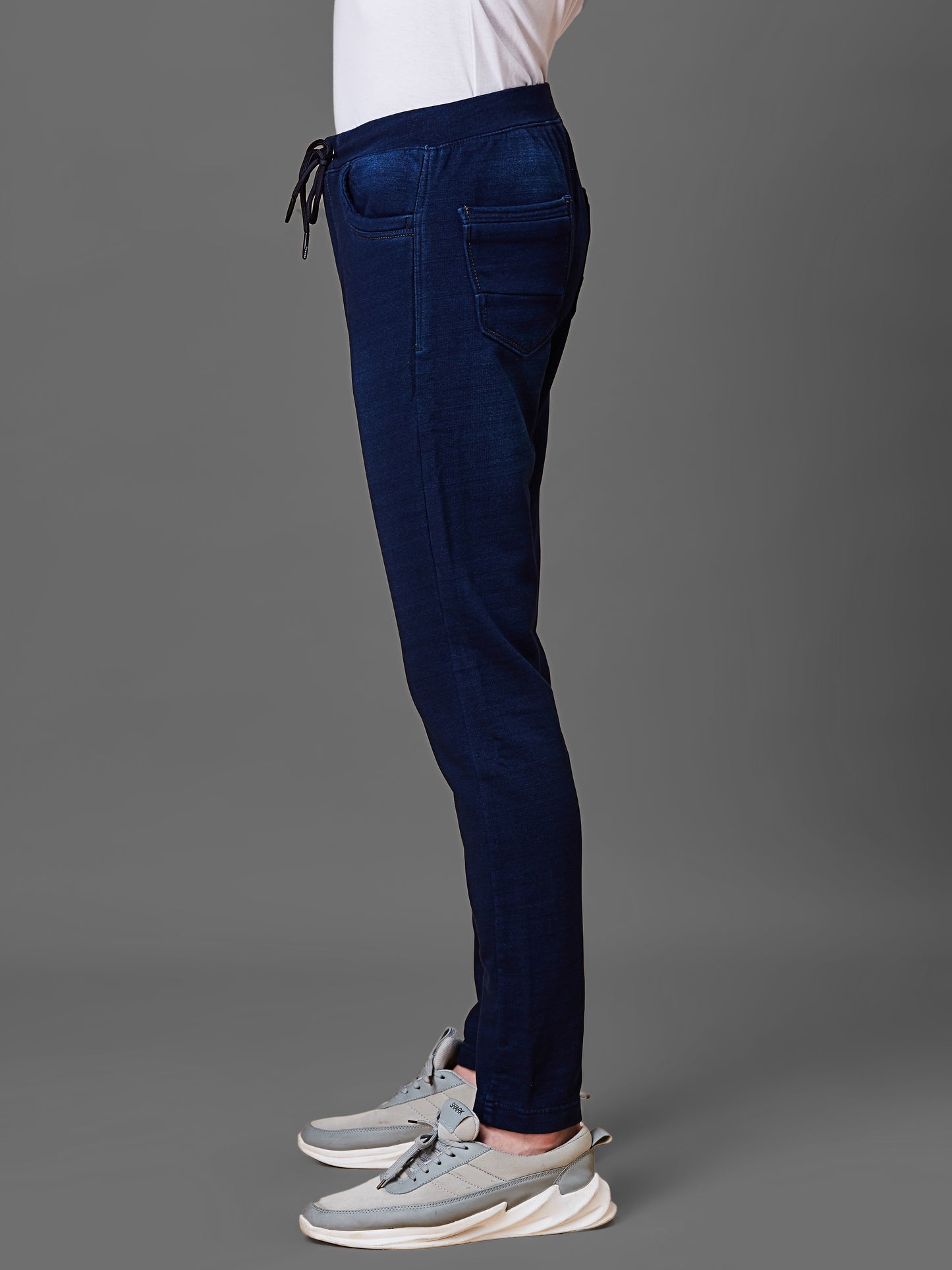 Elasticated Knit Denim Stretchable Dark Blue Lounge Pants