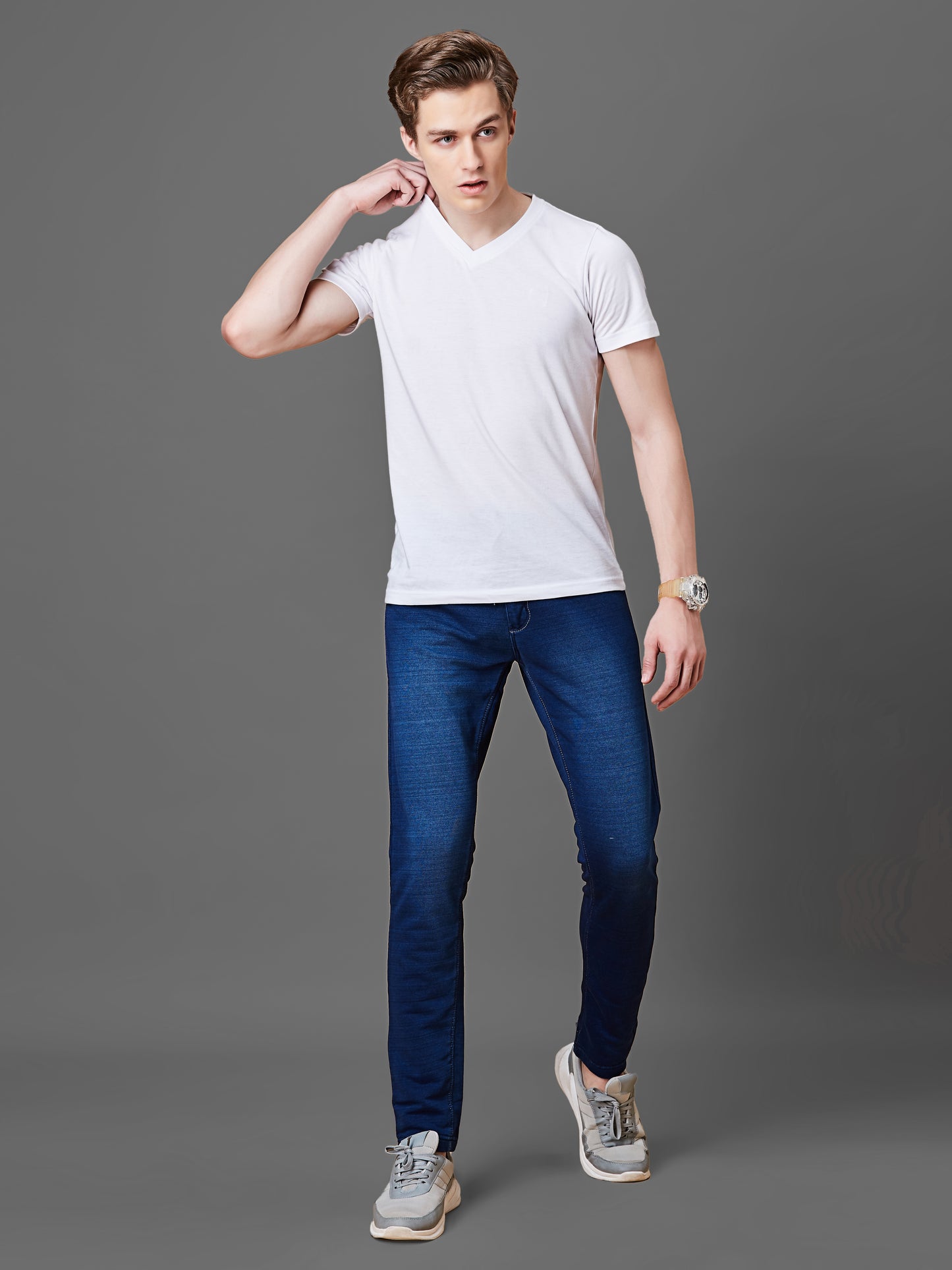 Elasticated Knit Denim Stretchable Light Blue Lounge Pants