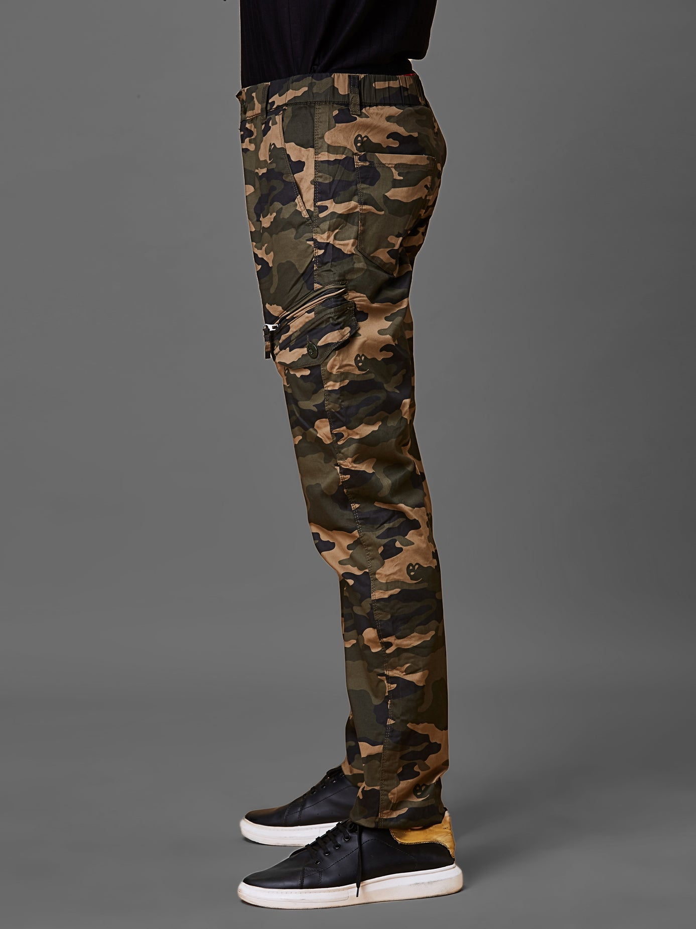 Elasticated Waist Multi Pocket Stretchable Camo Lounge Pants