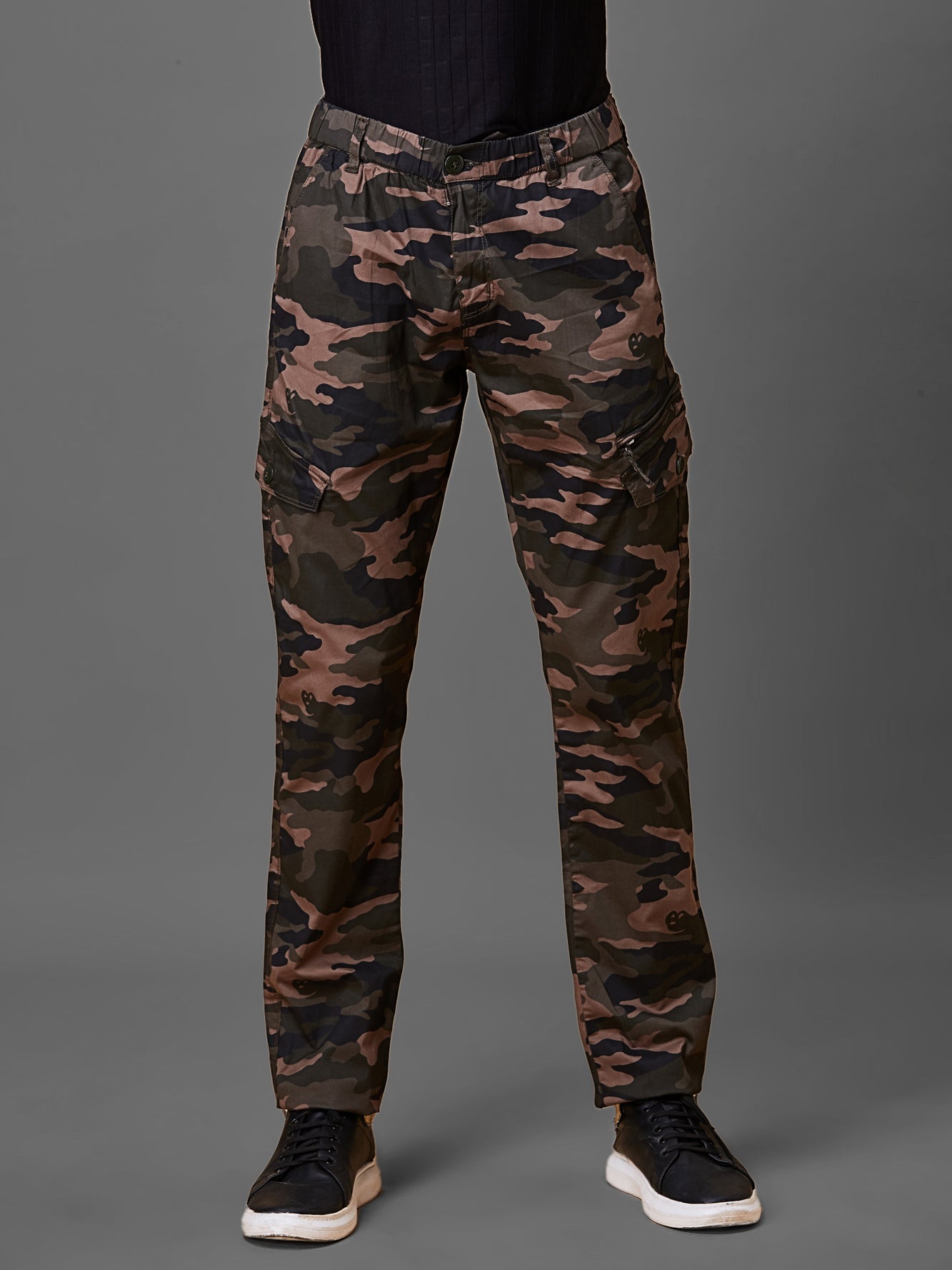 Elasticated Waist Multi Pocket Stretchable Camo Lounge Pants