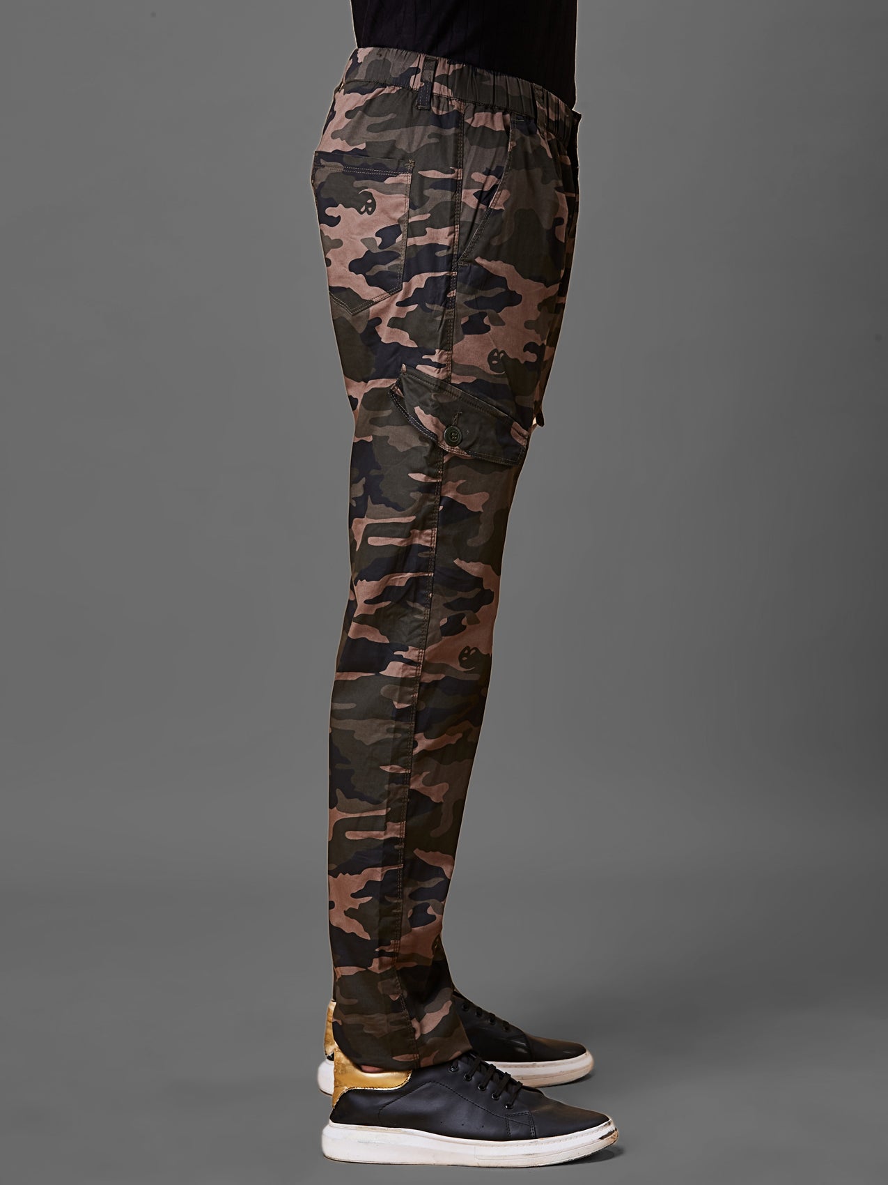 Elasticated Waist Multi Pocket Stretchable Camo Lounge Pants