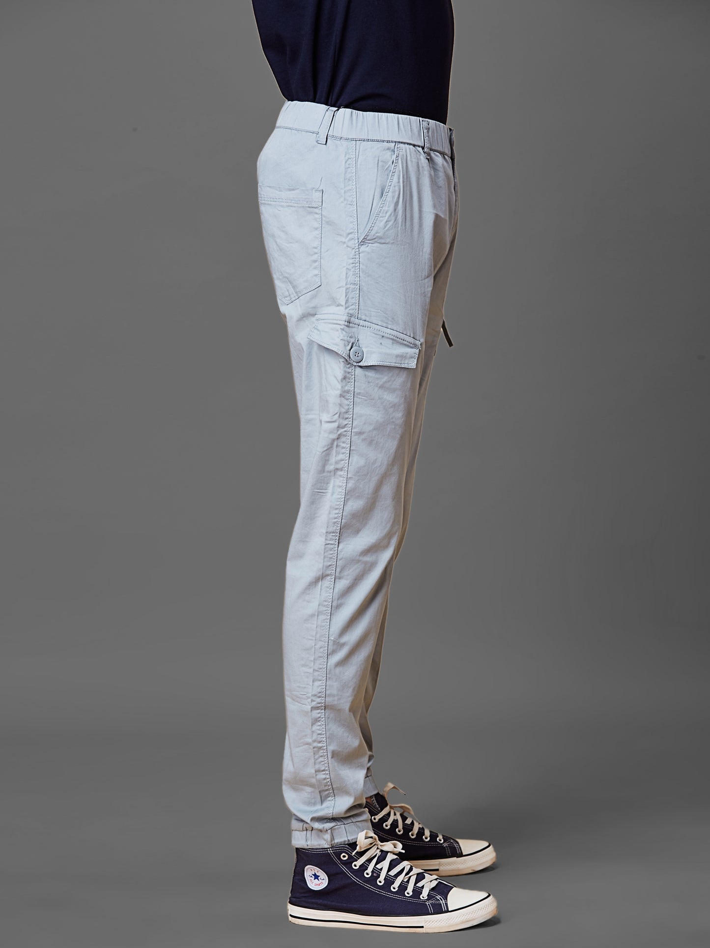 Elasticated Waist Multi Pocket Blue Jogger Lounge Pants