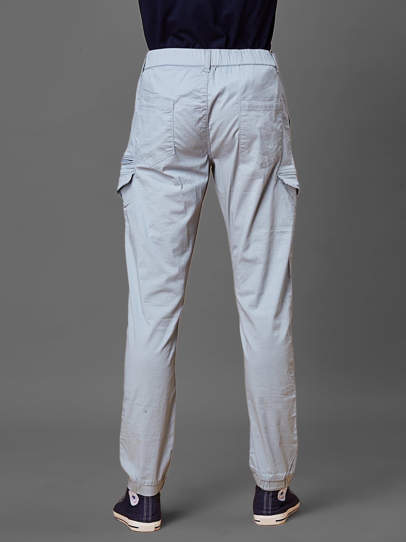 Elasticated Waist Multi Pocket Blue Jogger Lounge Pants