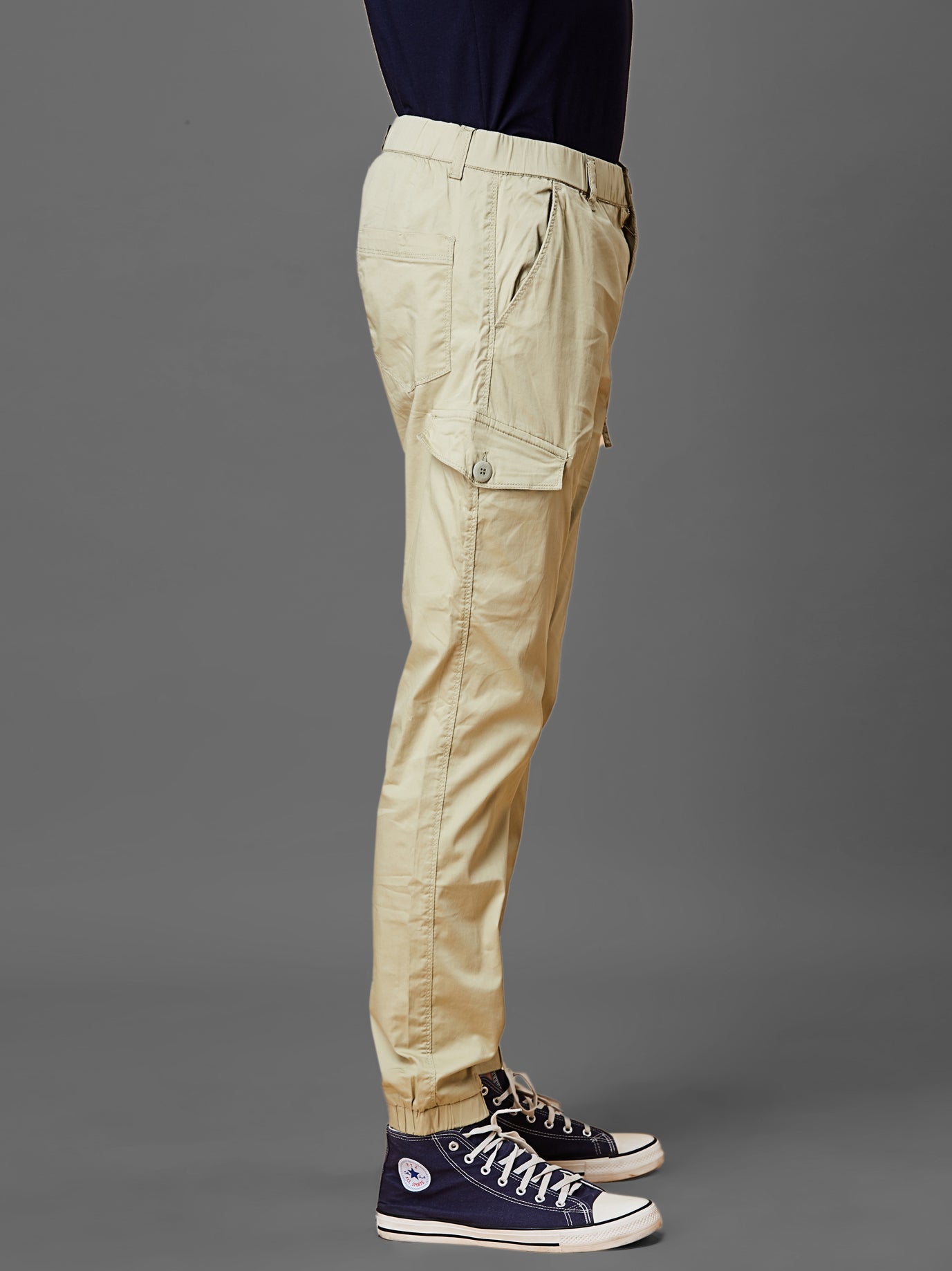 Elasticated Waist Multi Pocket Green Jogger Lounge Pants