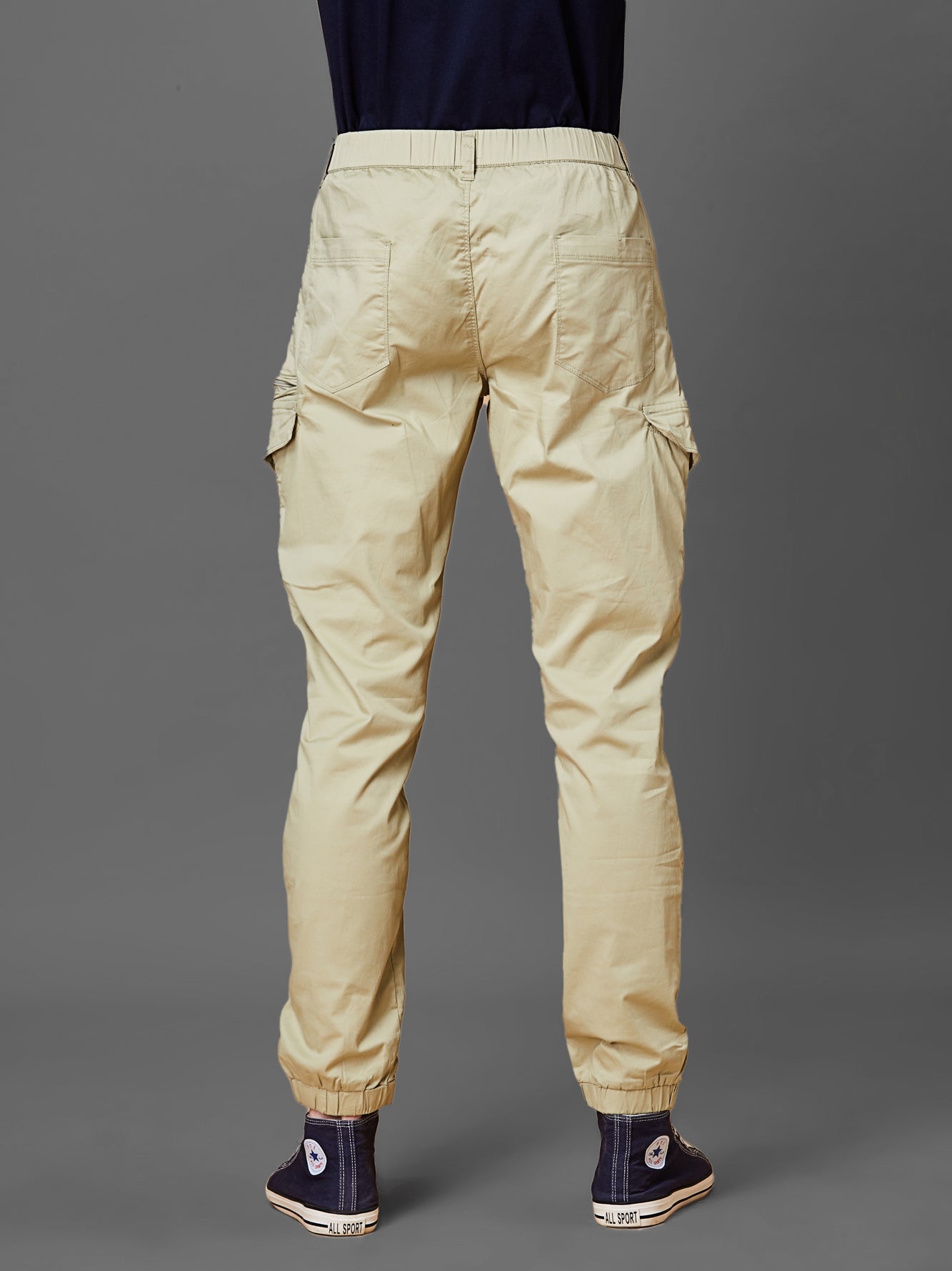 Elasticated Waist Multi Pocket Green Jogger Lounge Pants
