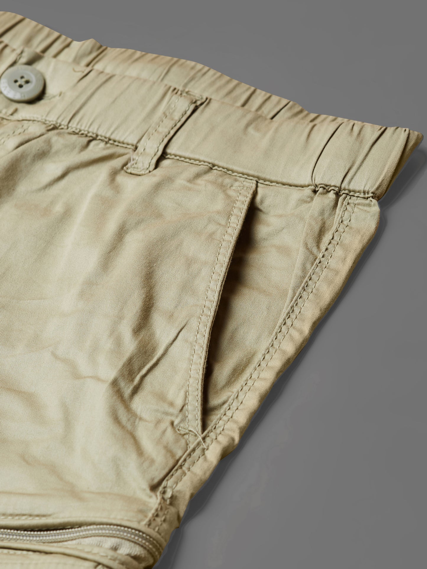 Elasticated Waist Multi Pocket Green Jogger Lounge Pants