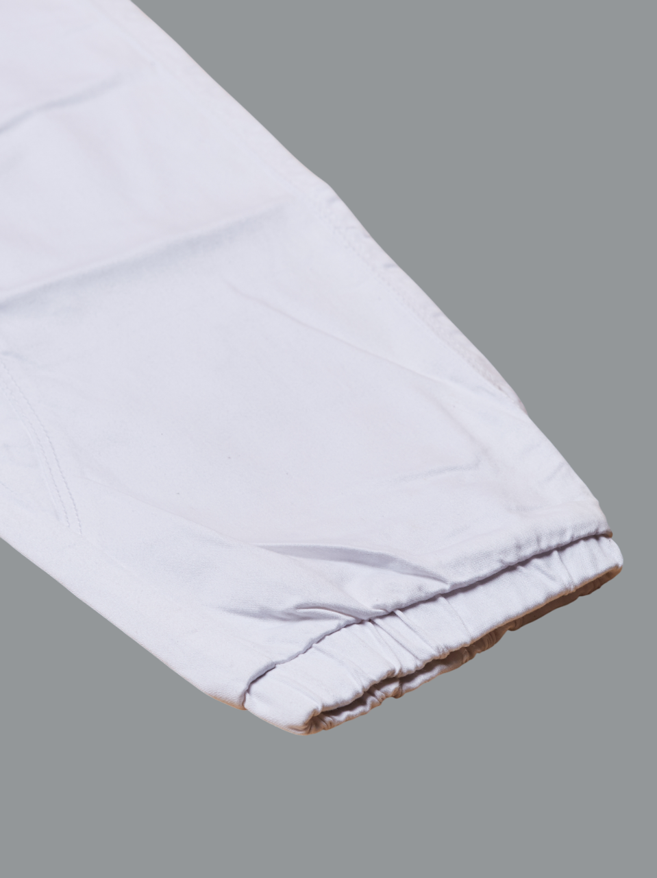 Multi Pocket Stretchable White Cargo