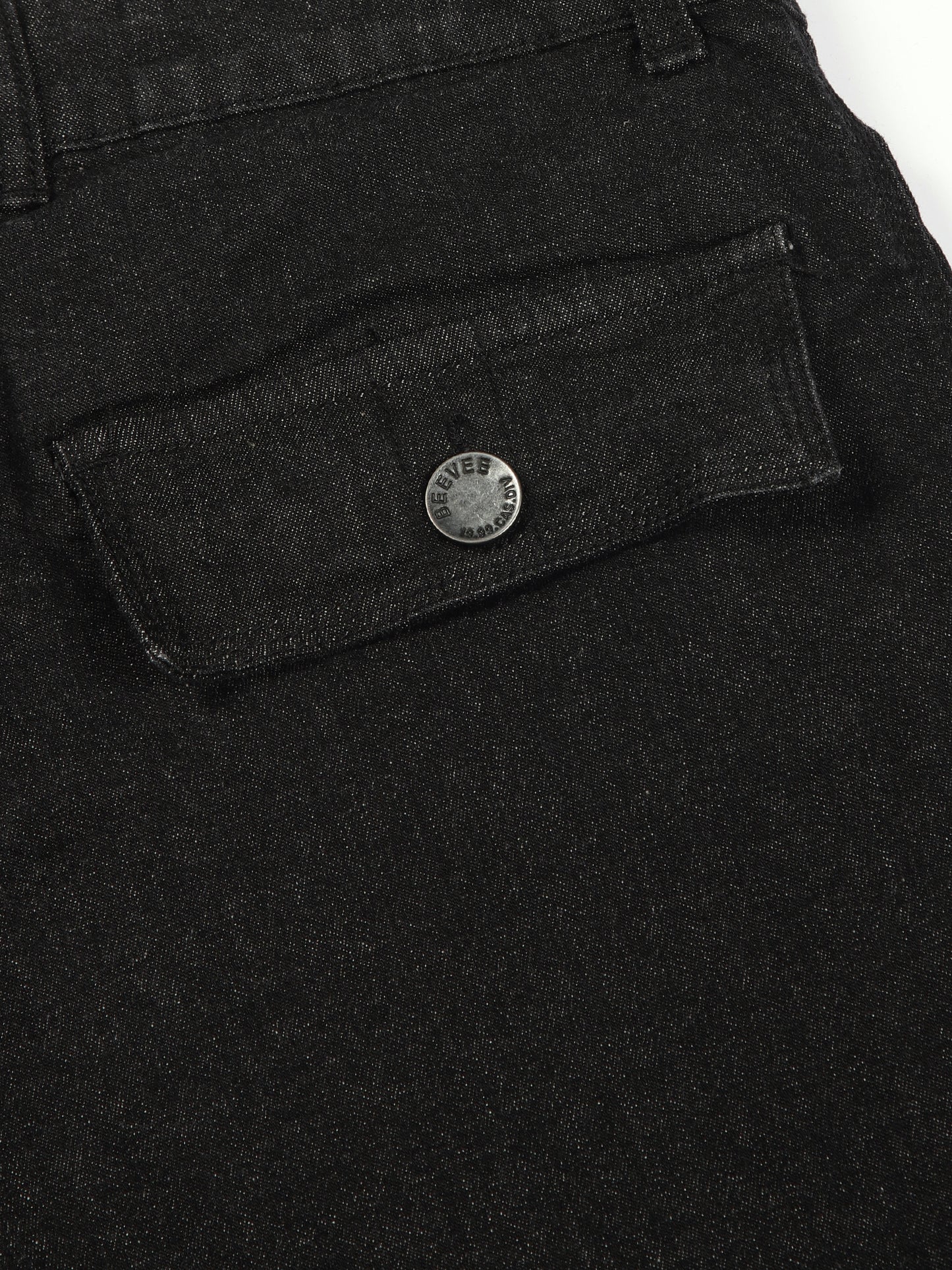 Multi Pocket Stretchable Black Denim Cargo