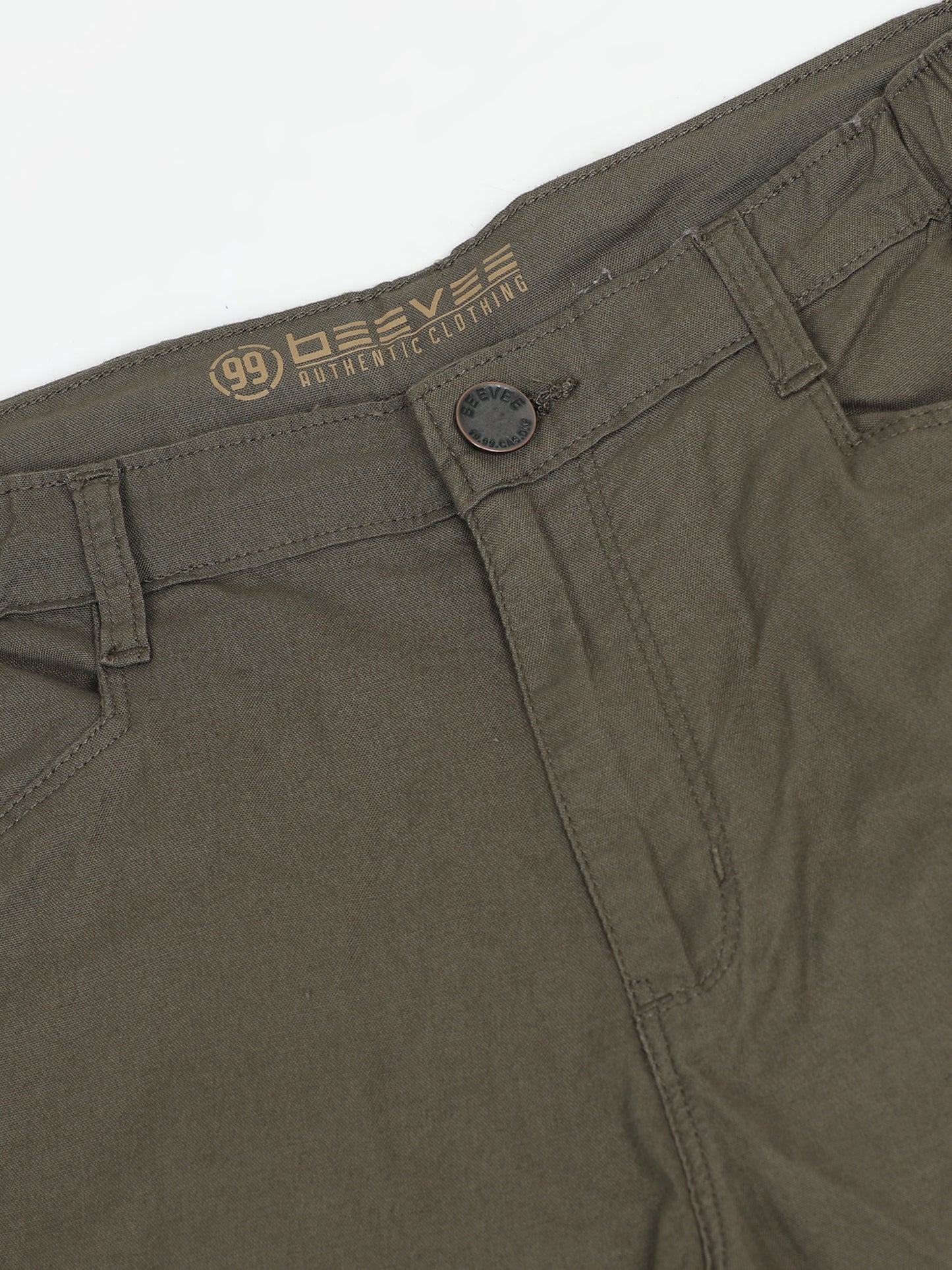 M Green Cotton Lycra Solid Shorts