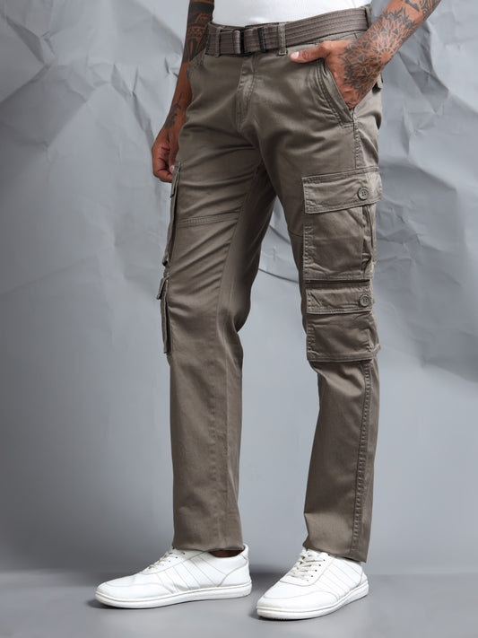 Men Stone Cargo Pants With Belt