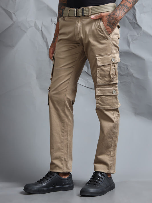 Men Mud Cargo Pants With Belt