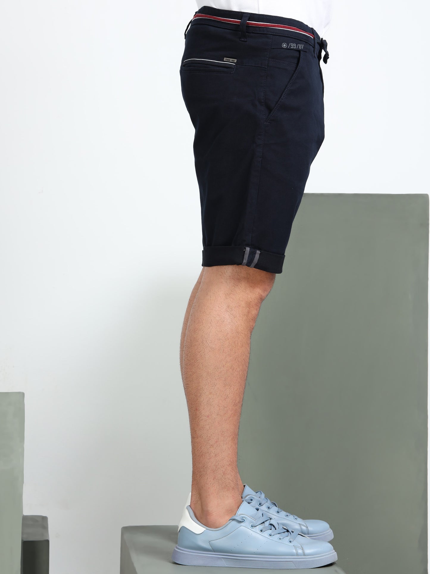 Cross Pocket Navy Shorts with Drawstring