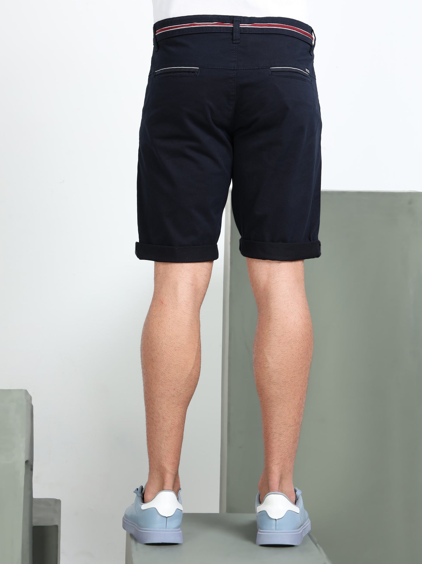 Cross Pocket Navy Shorts with Drawstring