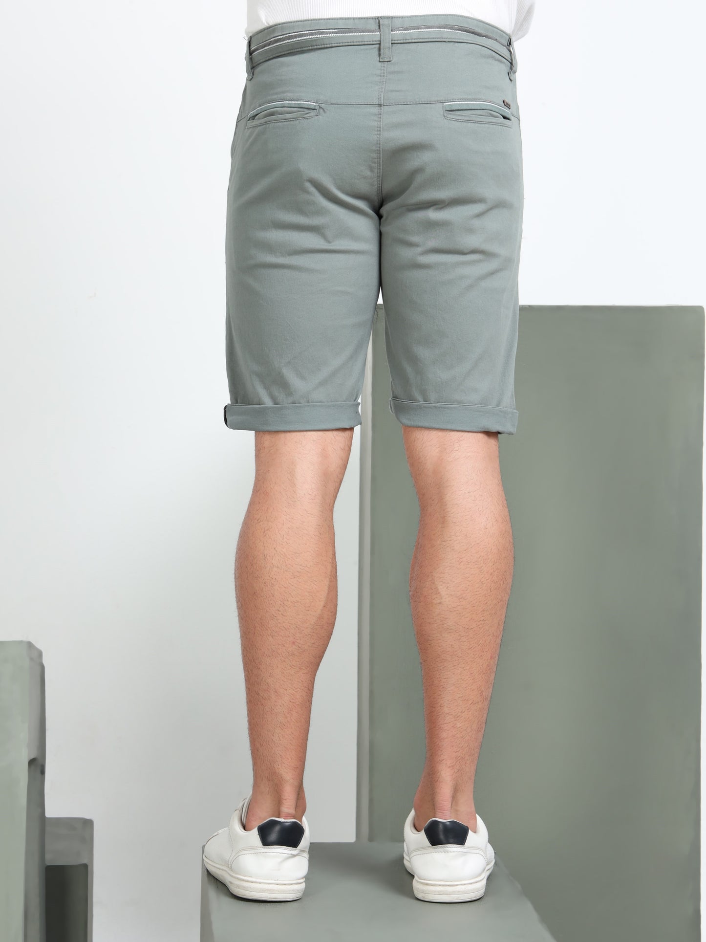 Cross Pocket F Green Shorts with Drawstring