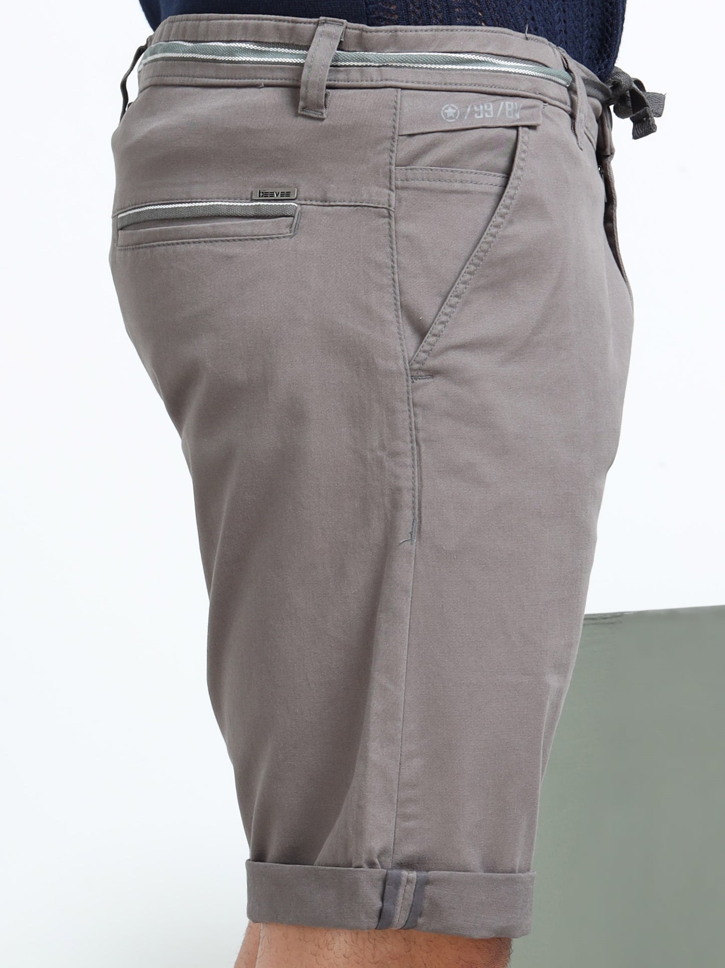 Cross Pocket Grey Shorts with Drawstring