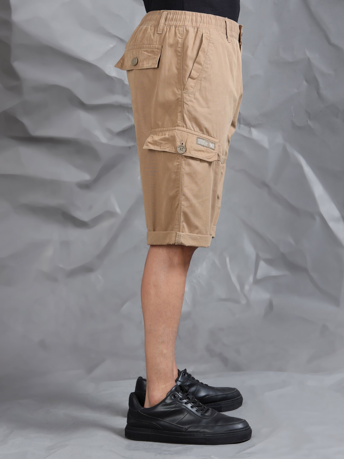 Multi Pocket Khaki Cargo Shorts