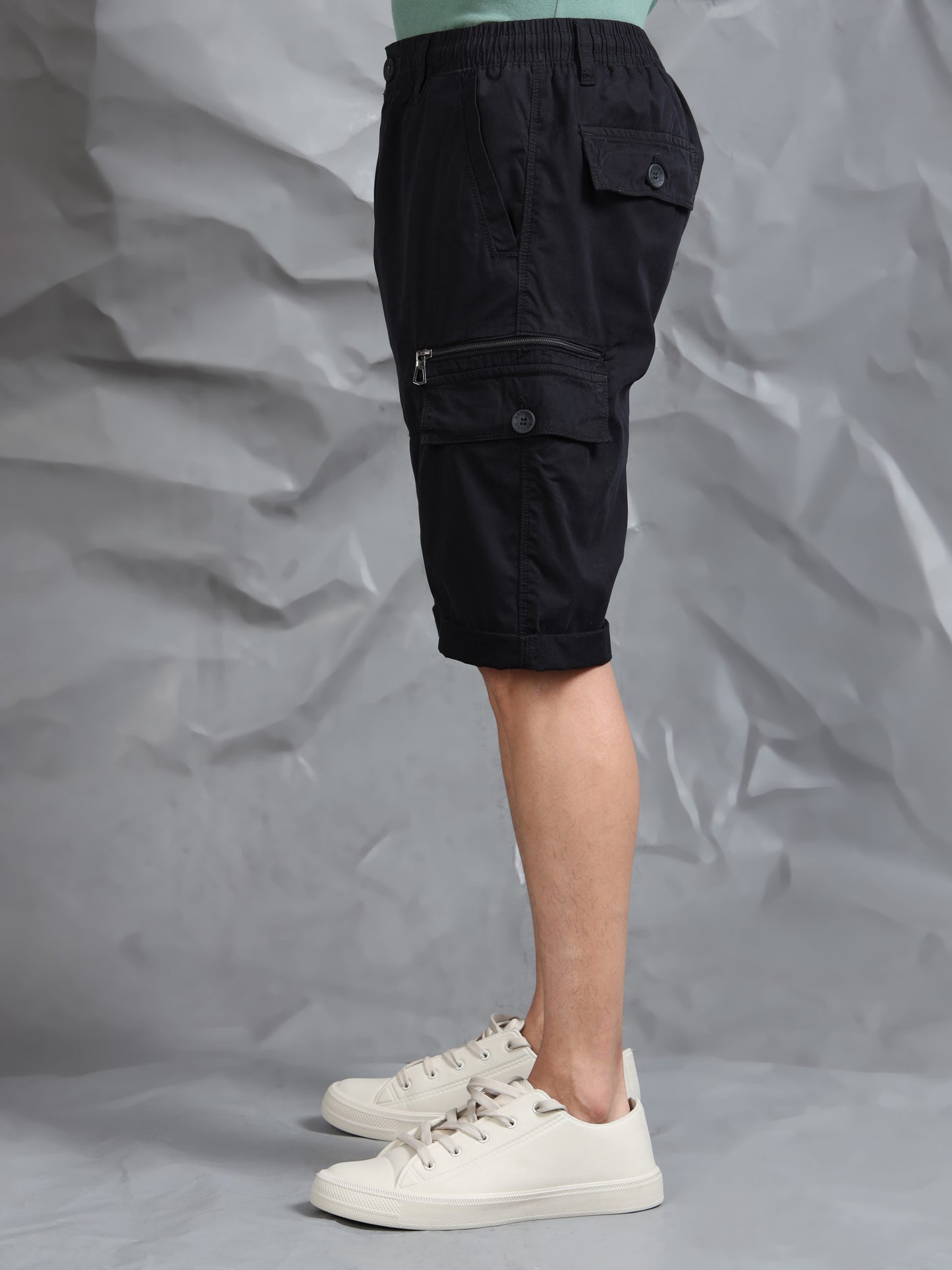 Multi Pocket Black Cargo Shorts