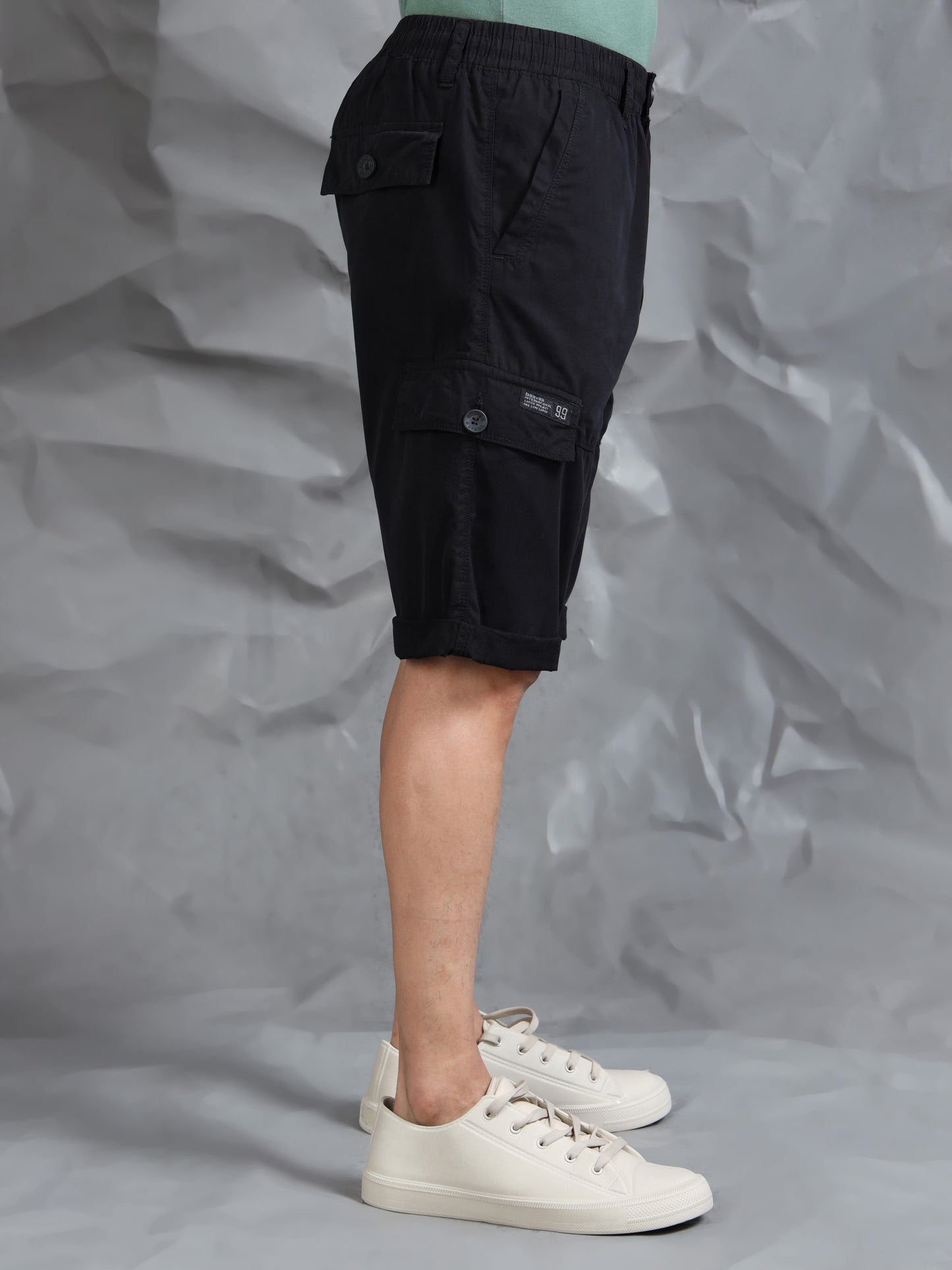 Multi Pocket Black Cargo Shorts