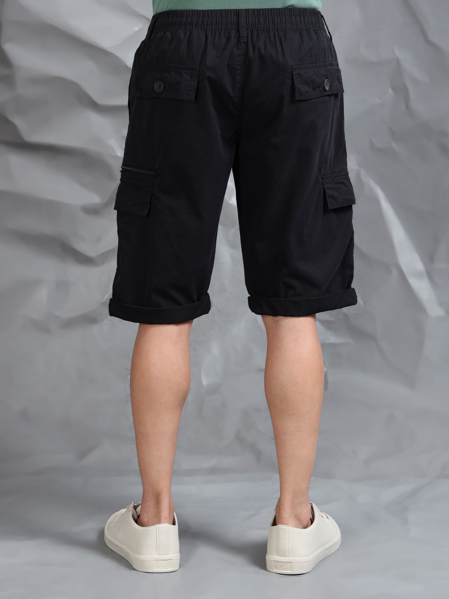 Multi Pocket Black Cargo Shorts