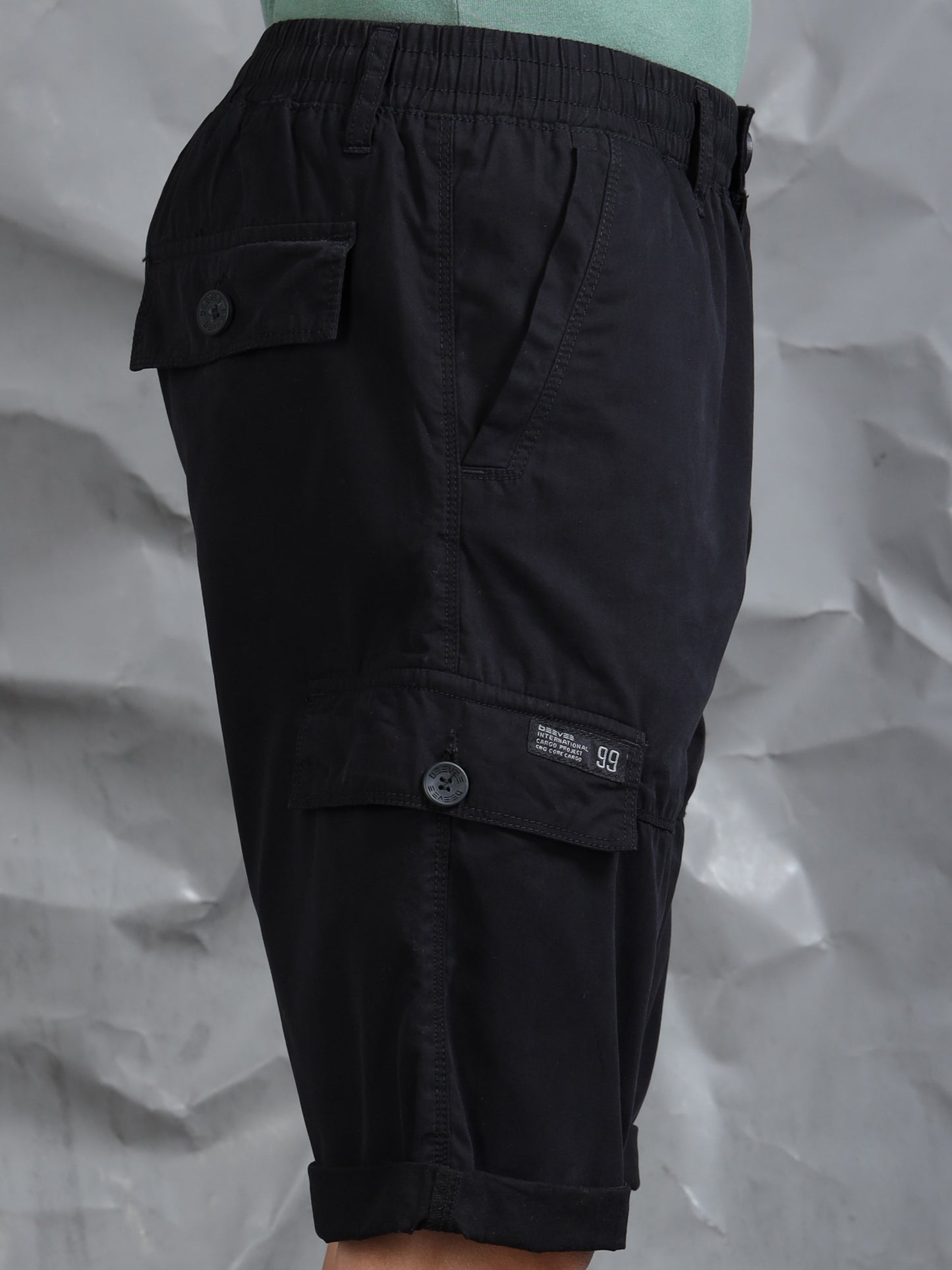 Multi Pocket Black Cargo Shorts