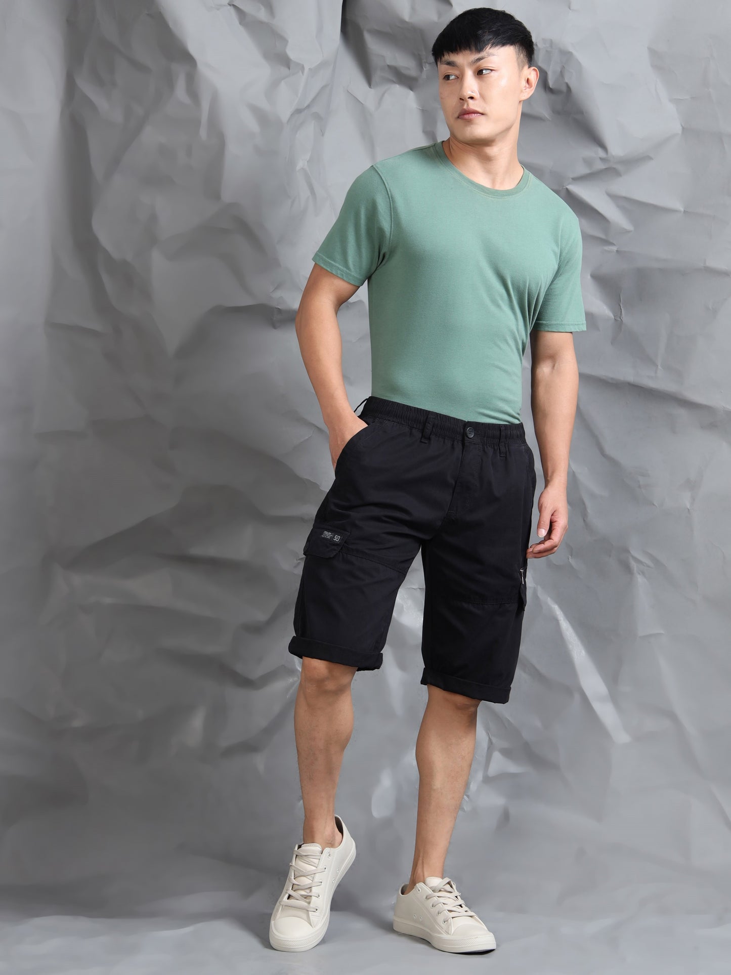 Multi Pocket Black Cargo Shorts