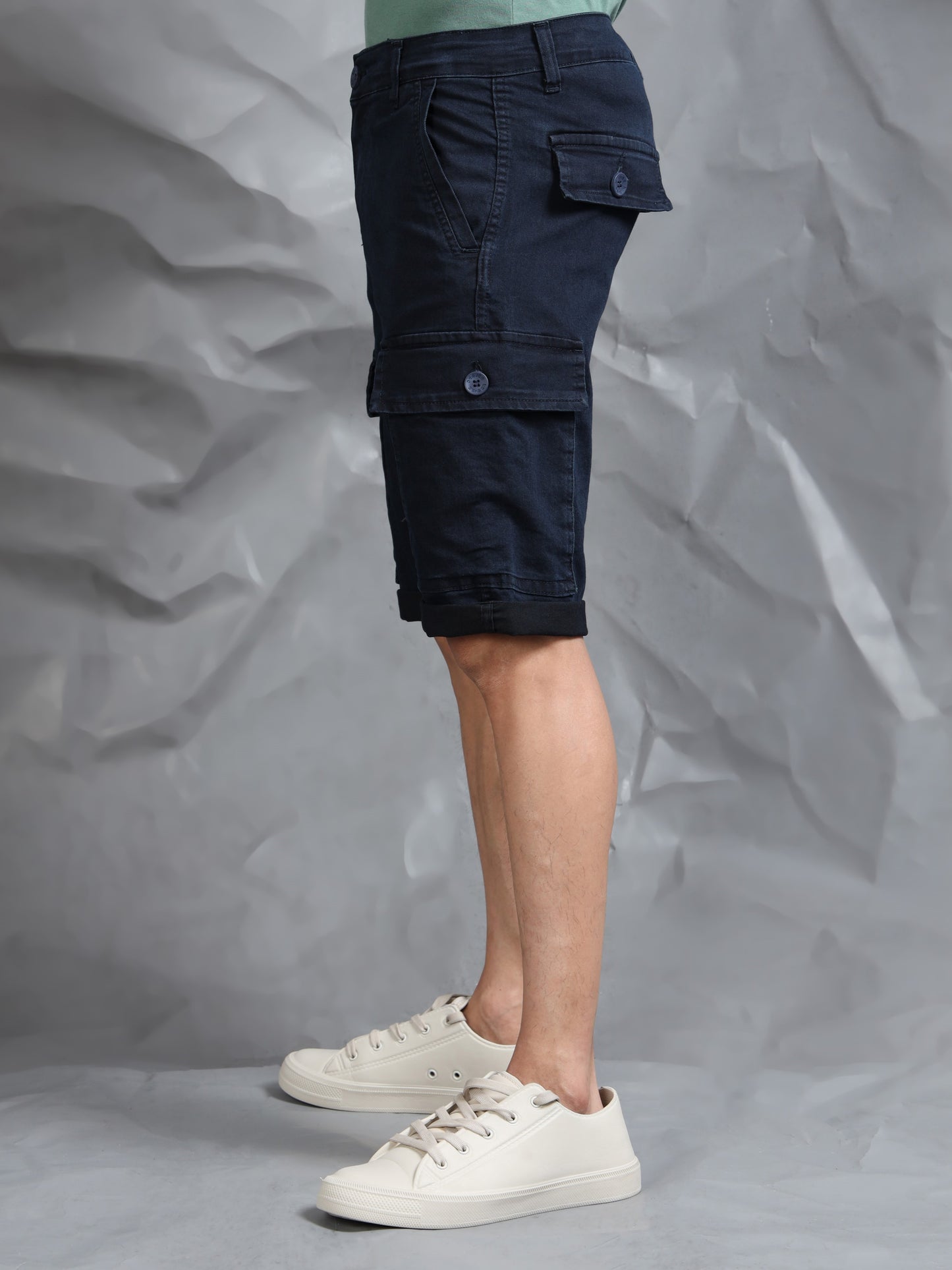 Multi Pocket Indigo Cargo Shorts
