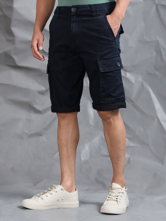 Multi Pocket Indigo Cargo Shorts