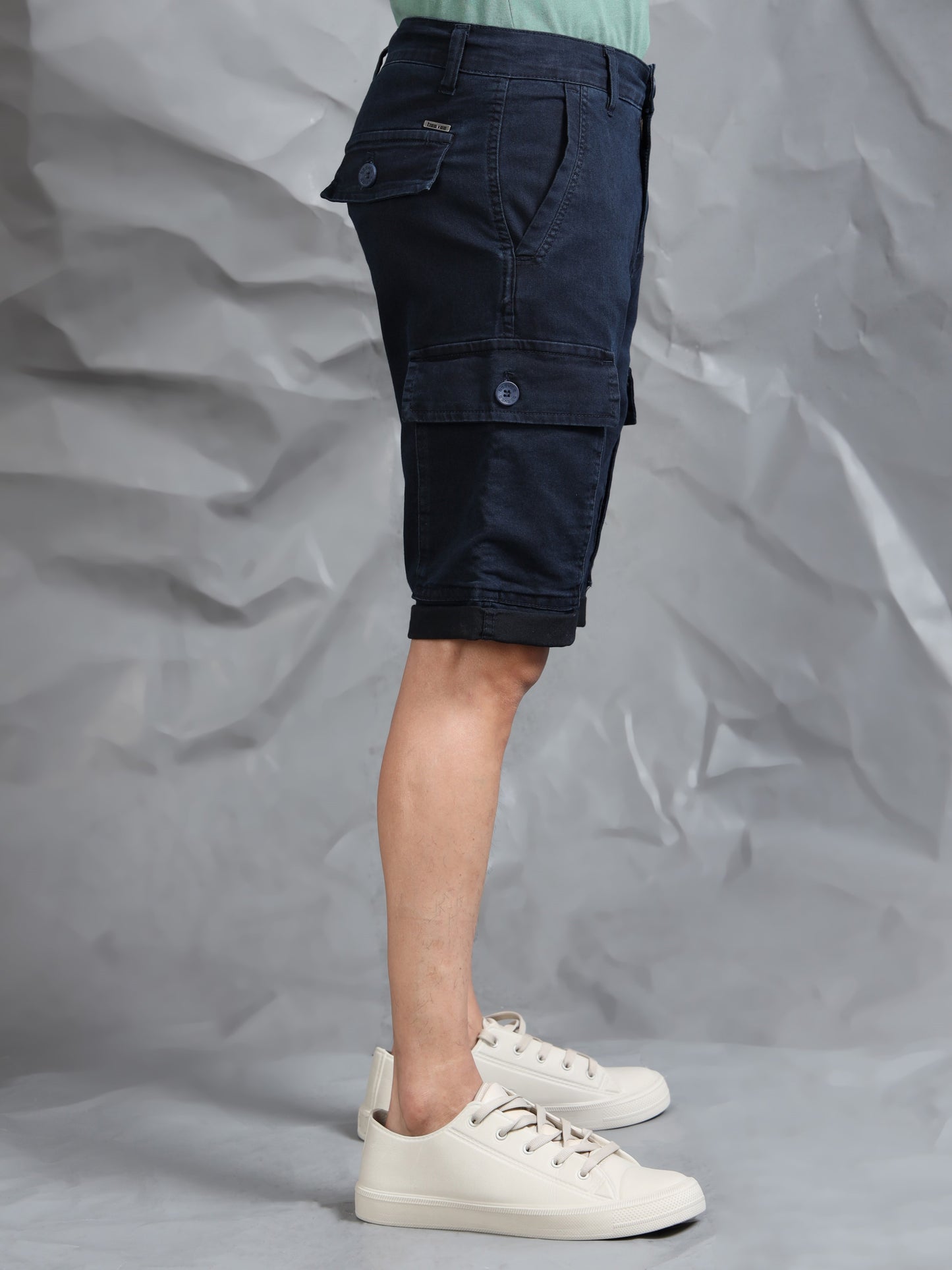 Multi Pocket Indigo Cargo Shorts