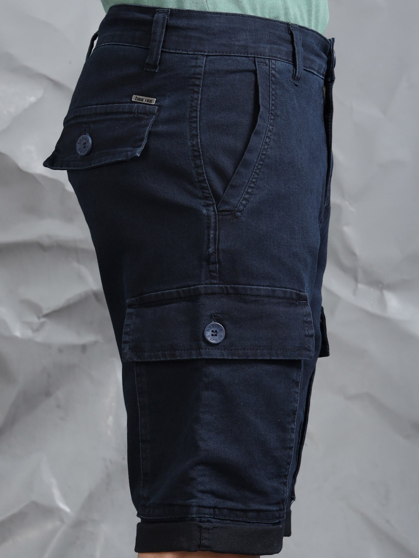 Multi Pocket Indigo Cargo Shorts