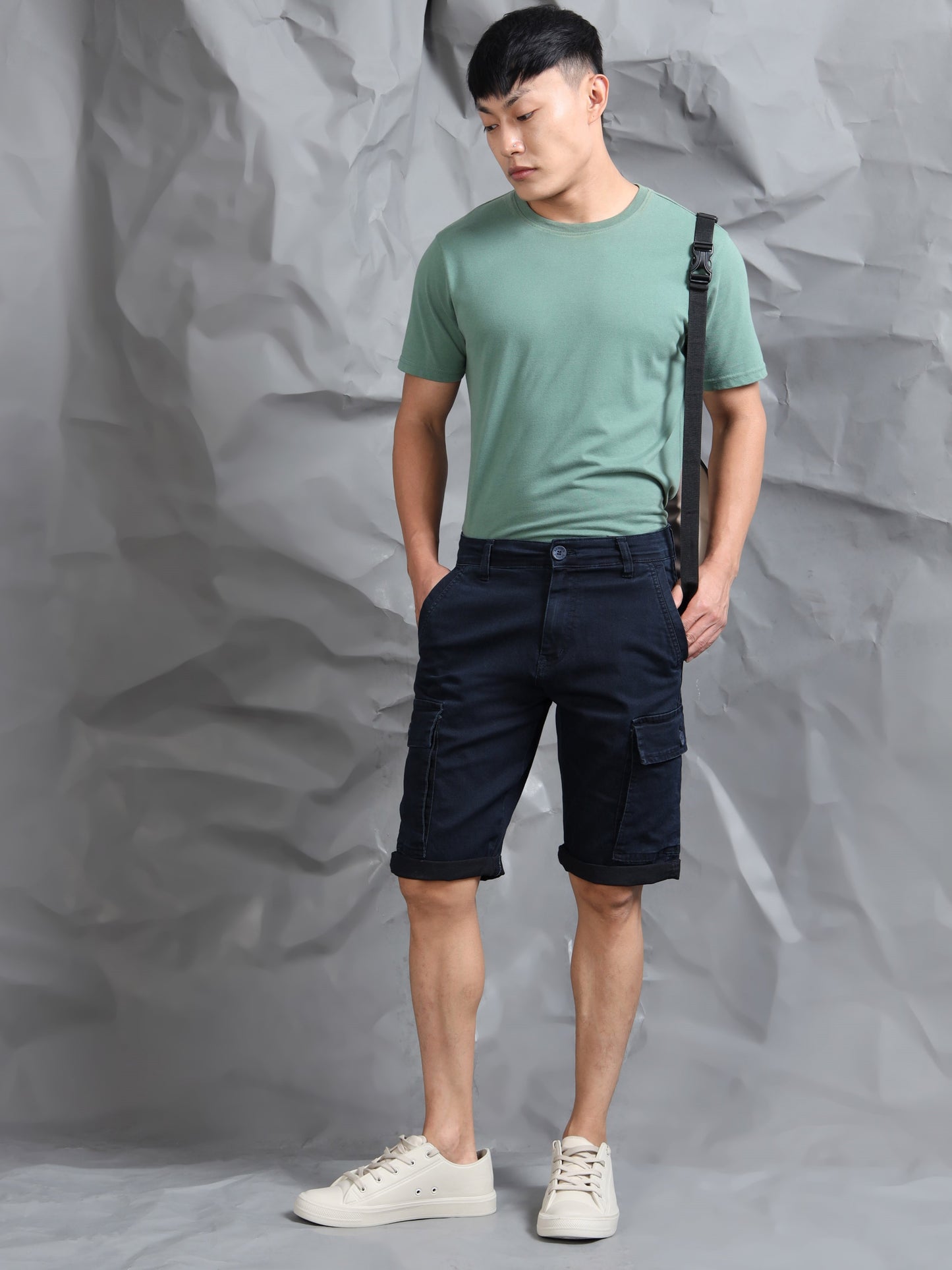 Multi Pocket Indigo Cargo Shorts