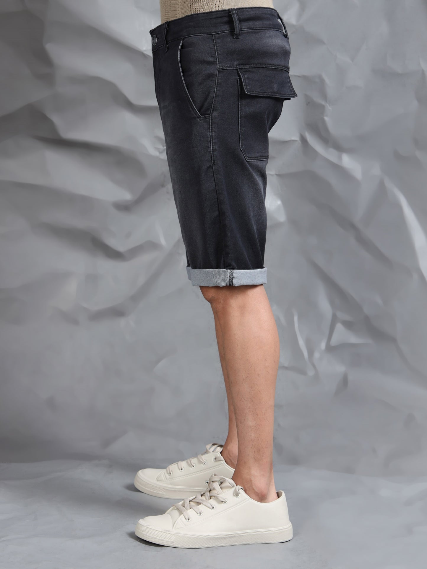Cross Pocket Indigo Denim Shorts