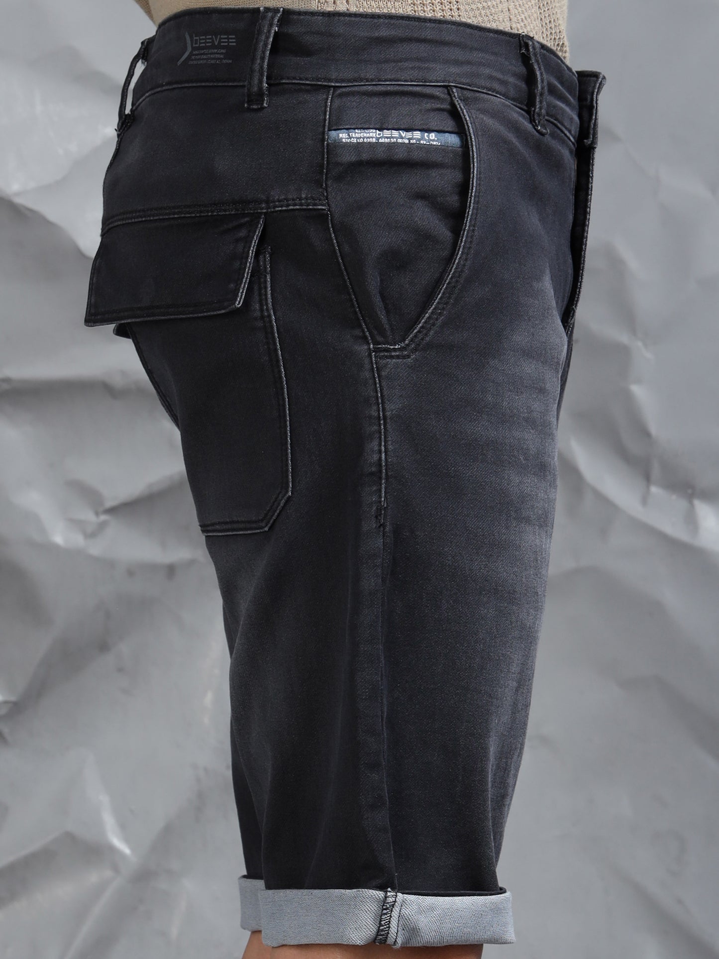 Cross Pocket Indigo Denim Shorts