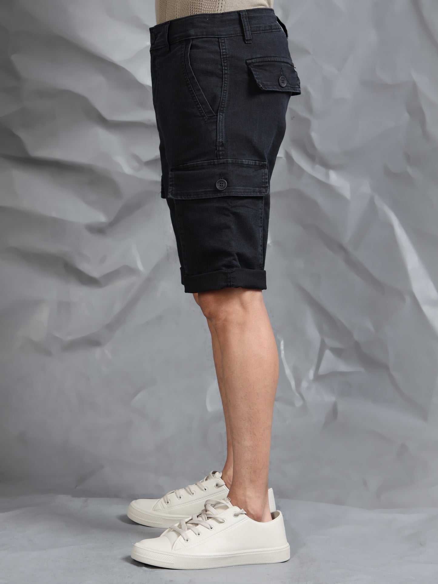 Multi Pocket Black Cargo Shorts