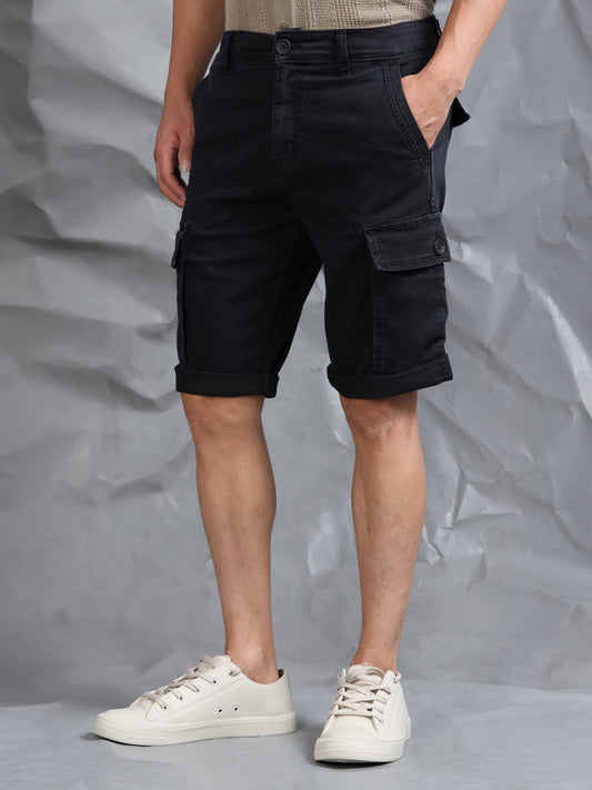 Multi Pocket Black Cargo Shorts