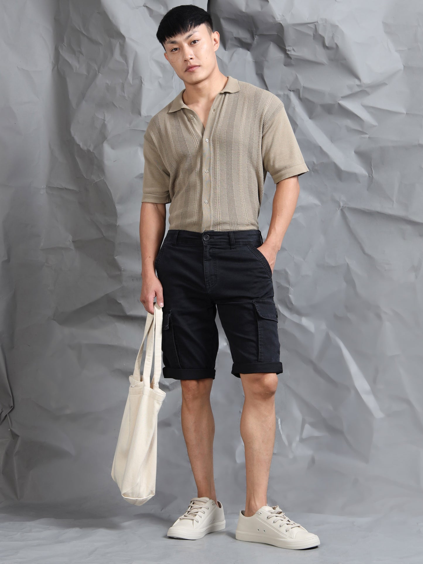 Multi Pocket Black Cargo Shorts