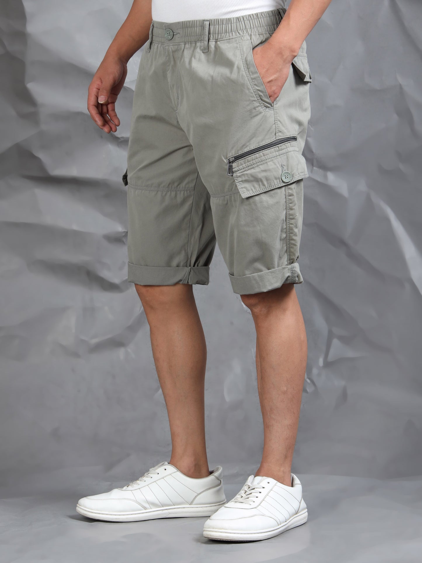 Multi Pocket F Green Cargo Shorts