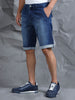 Cross Pocket Indigo Denim Shorts