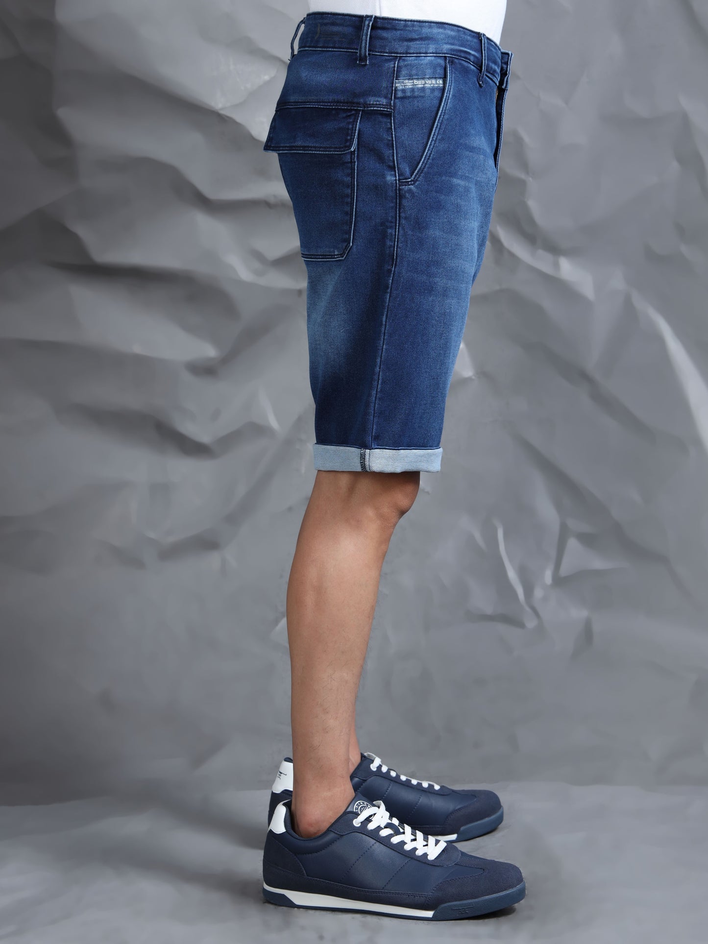 Cross Pocket Indigo Denim Shorts