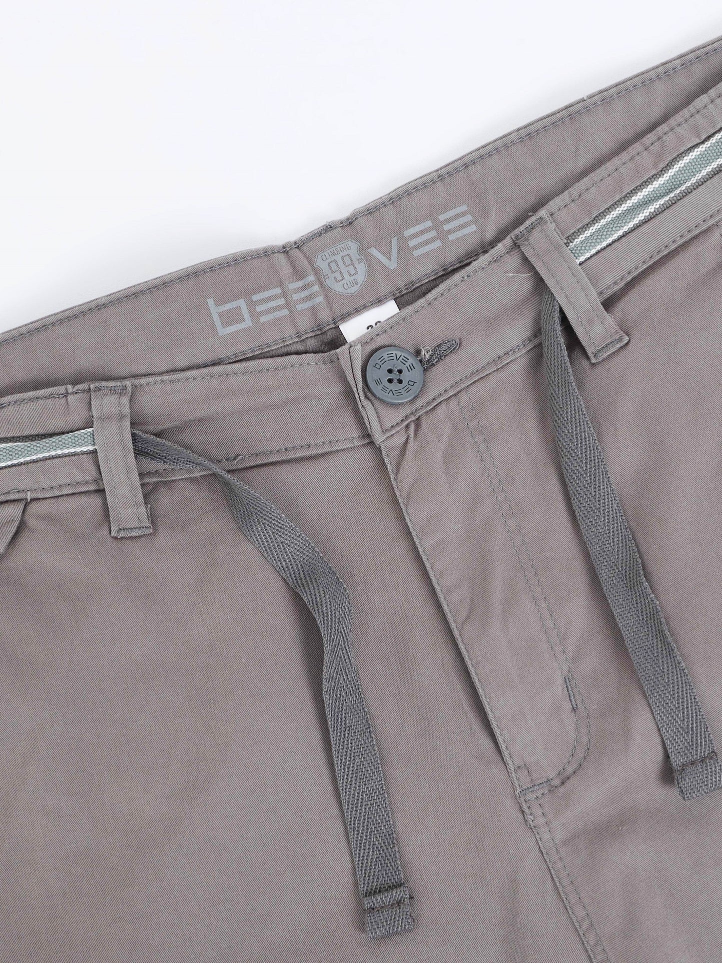 Men's Grey Solid Cotton Lycra Mid-Rise Casual Shorts
