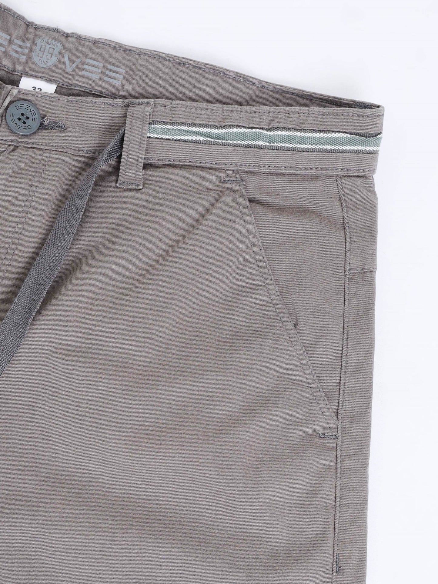 Men's Grey Solid Cotton Lycra Mid-Rise Casual Shorts