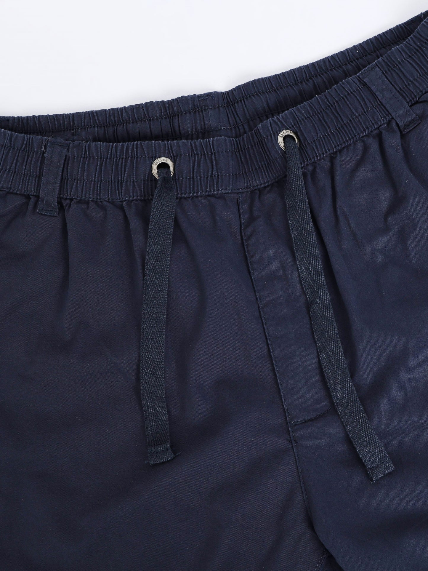 Men's Navy Solid Cotton Lycra Mid-Rise Casual Shorts
