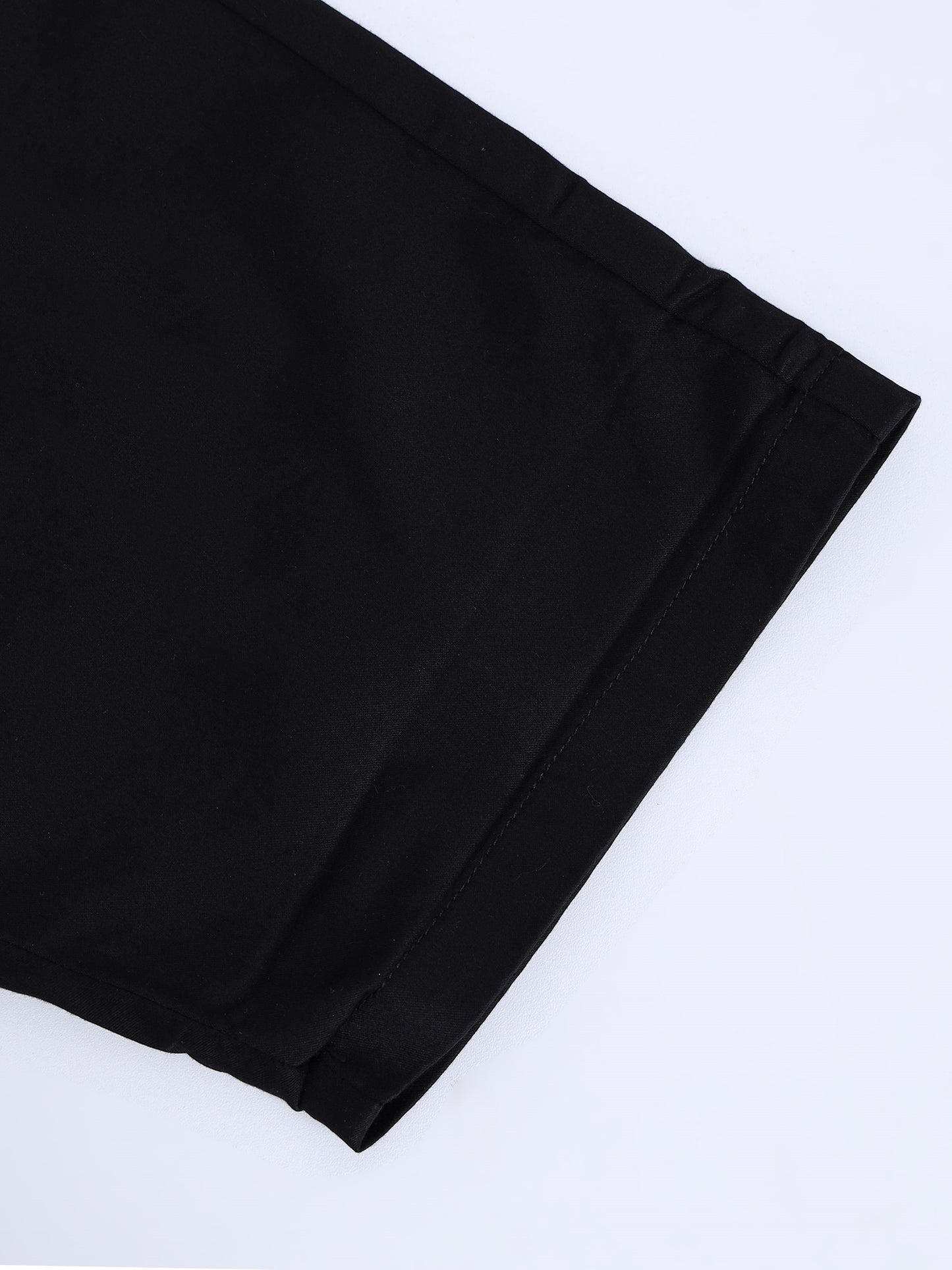 Solid Mid Rise Black Casual Shorts