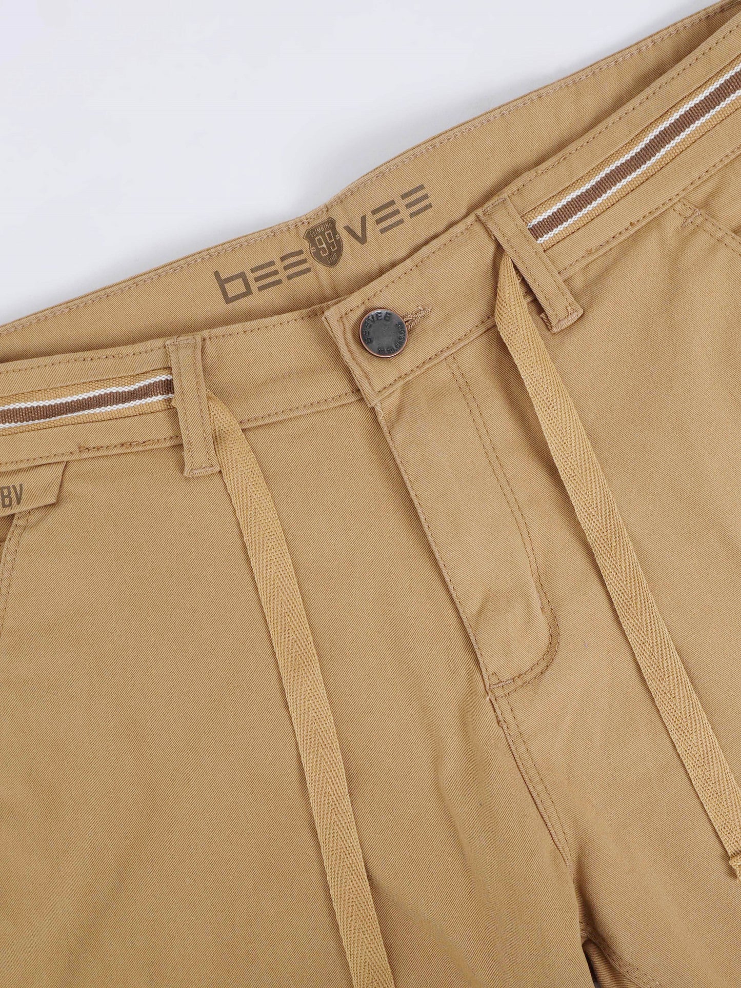 Cross Pocket Khaki Shorts with Drawstring