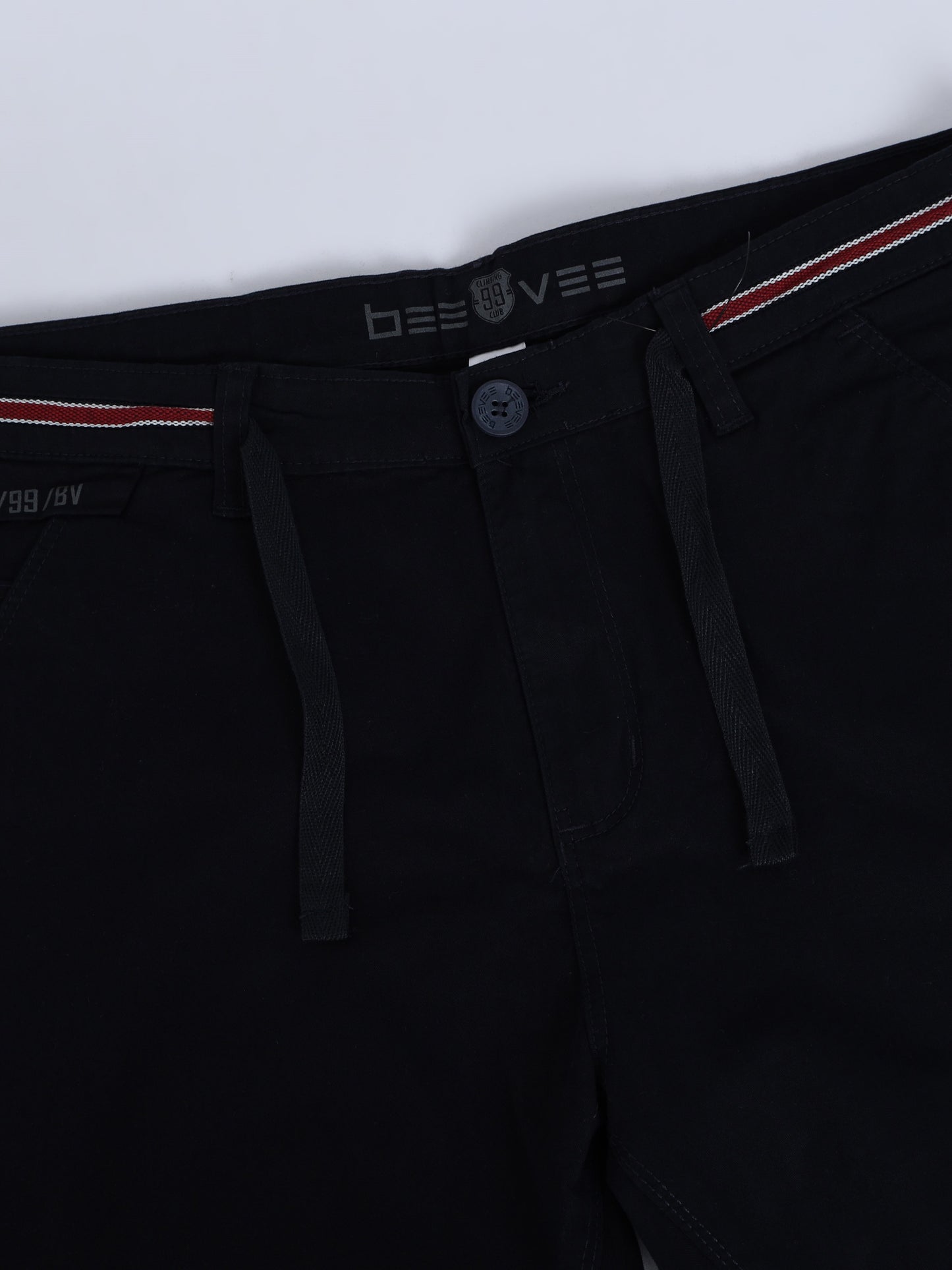 Men's Navy Solid Cotton Lycra Mid-Rise Casual Shorts